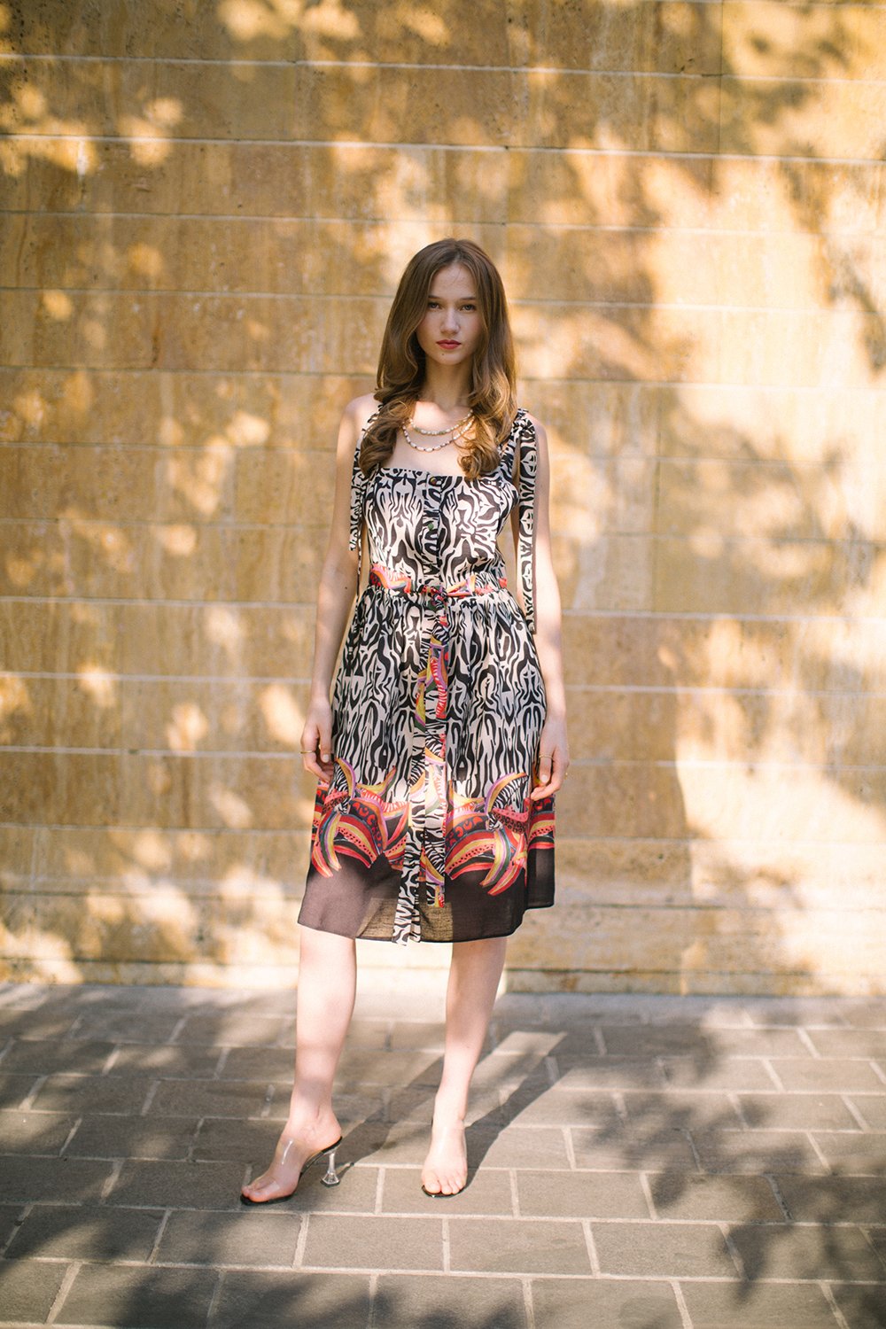 Pure Paris-Safari Askılı Keten Midi Elbise-Elbise-1-Milagron.com