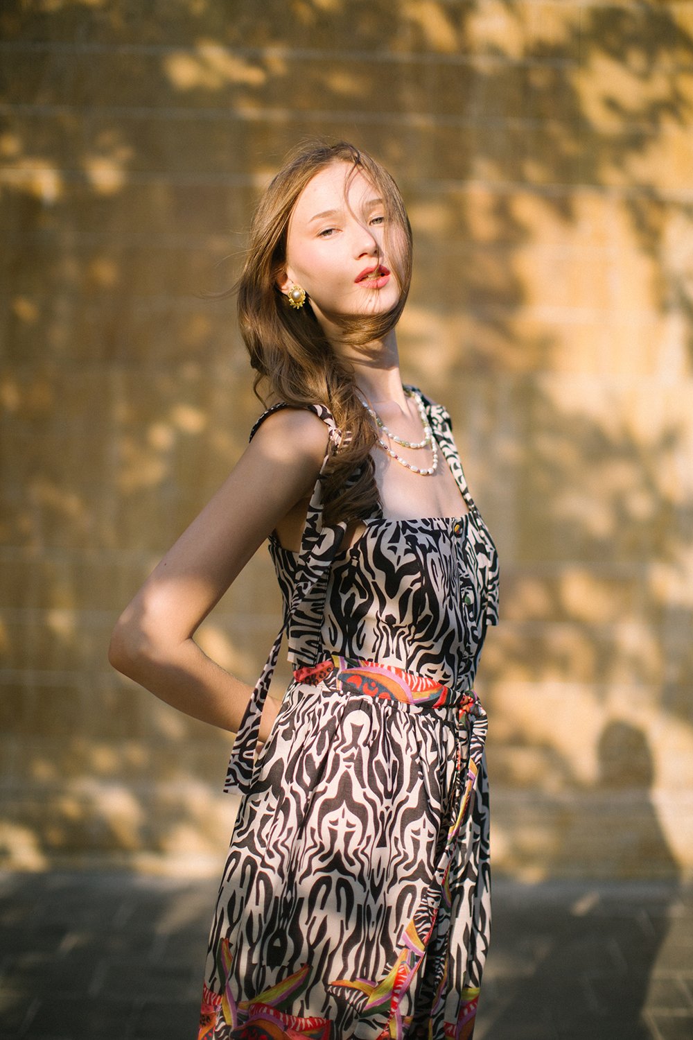 Pure Paris-Safari Askılı Keten Midi Elbise-Elbise-3-Milagron.com