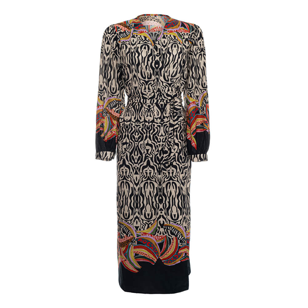 Safari Belden Bağlamalı Elbise