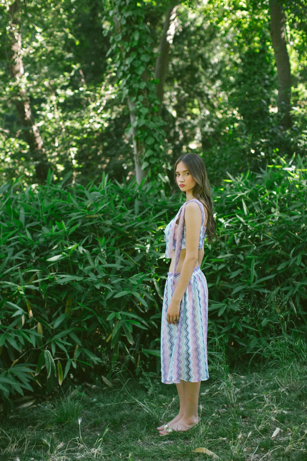 Skala Örgü Büstiyer Ve Midi Etek Takım