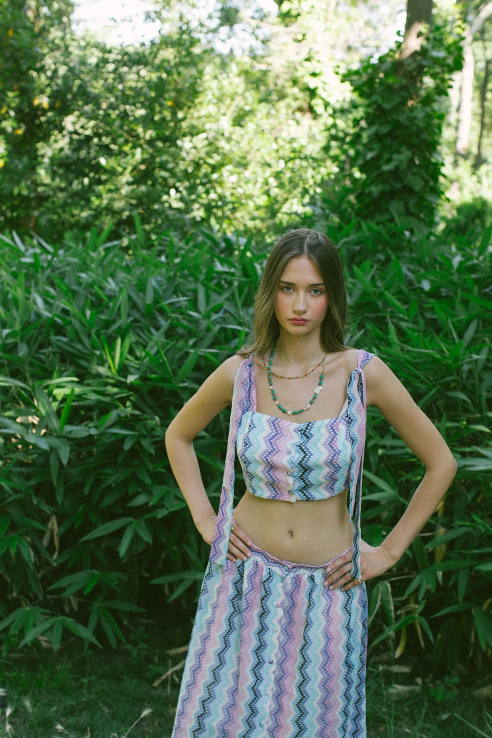 Skala Örgü Büstiyer Ve Midi Etek Takım