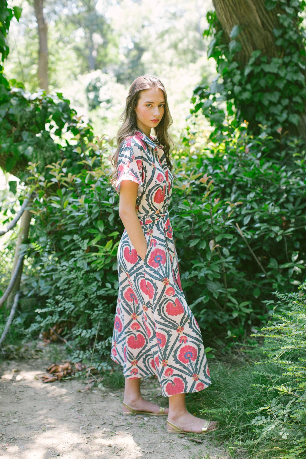 Vintage Suzani Kısa Kollu Gömlek Elbise