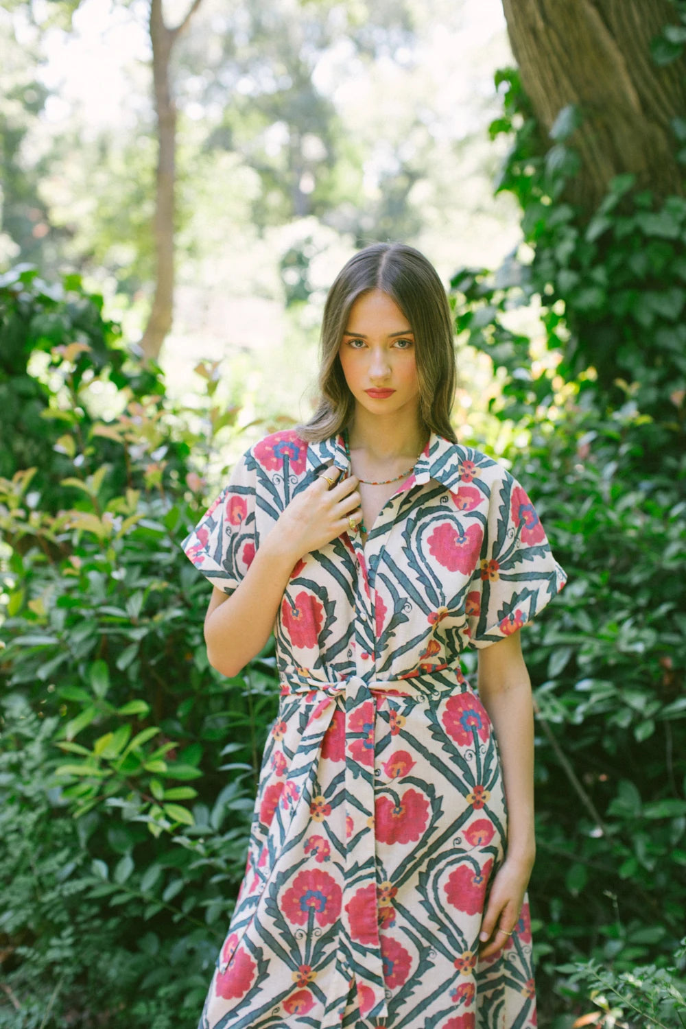 Vintage Suzani Kısa Kollu Gömlek Elbise