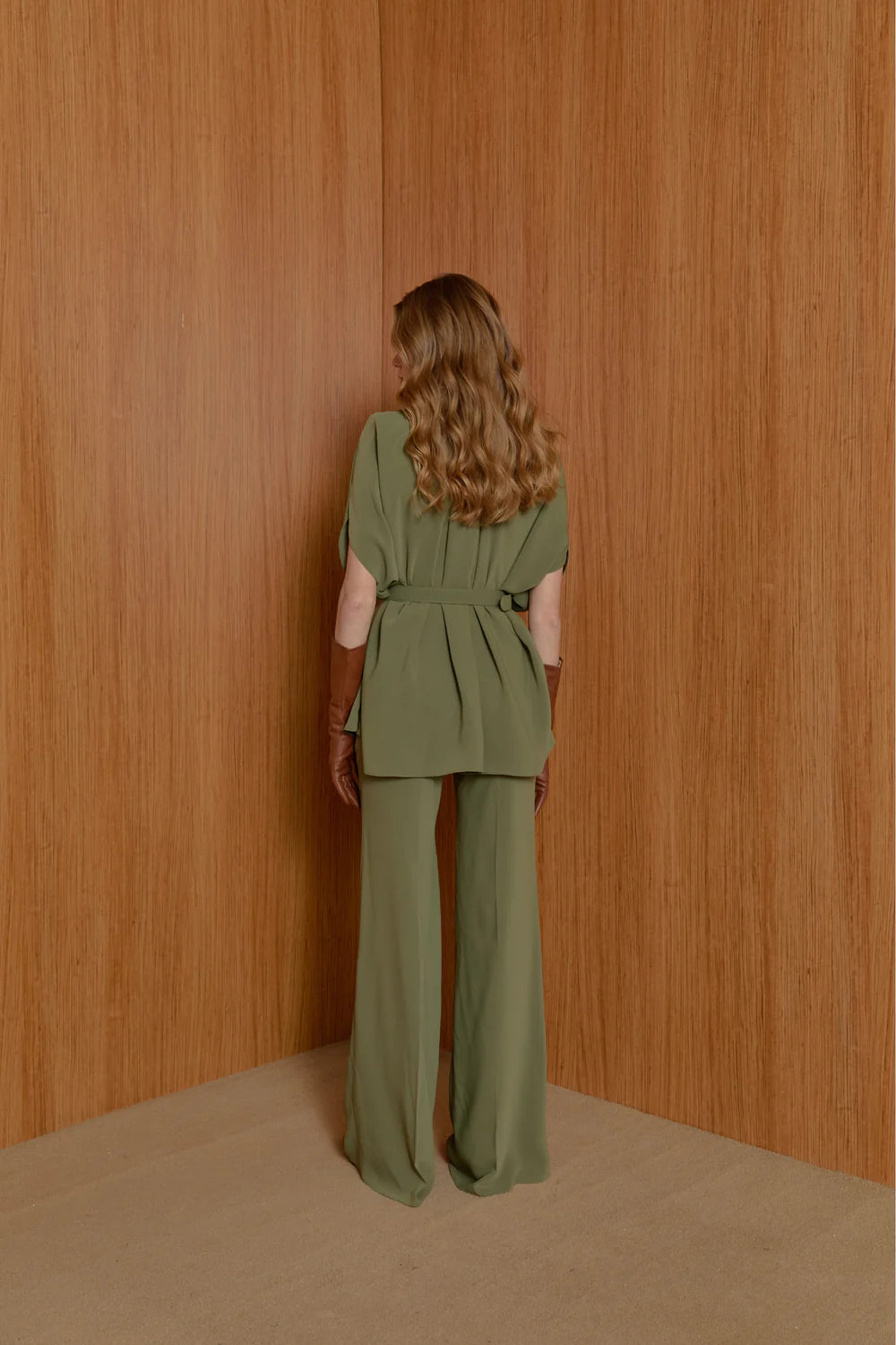 No 44 Yeşil Kemer Detaylı Vatkalı Bluz - 3