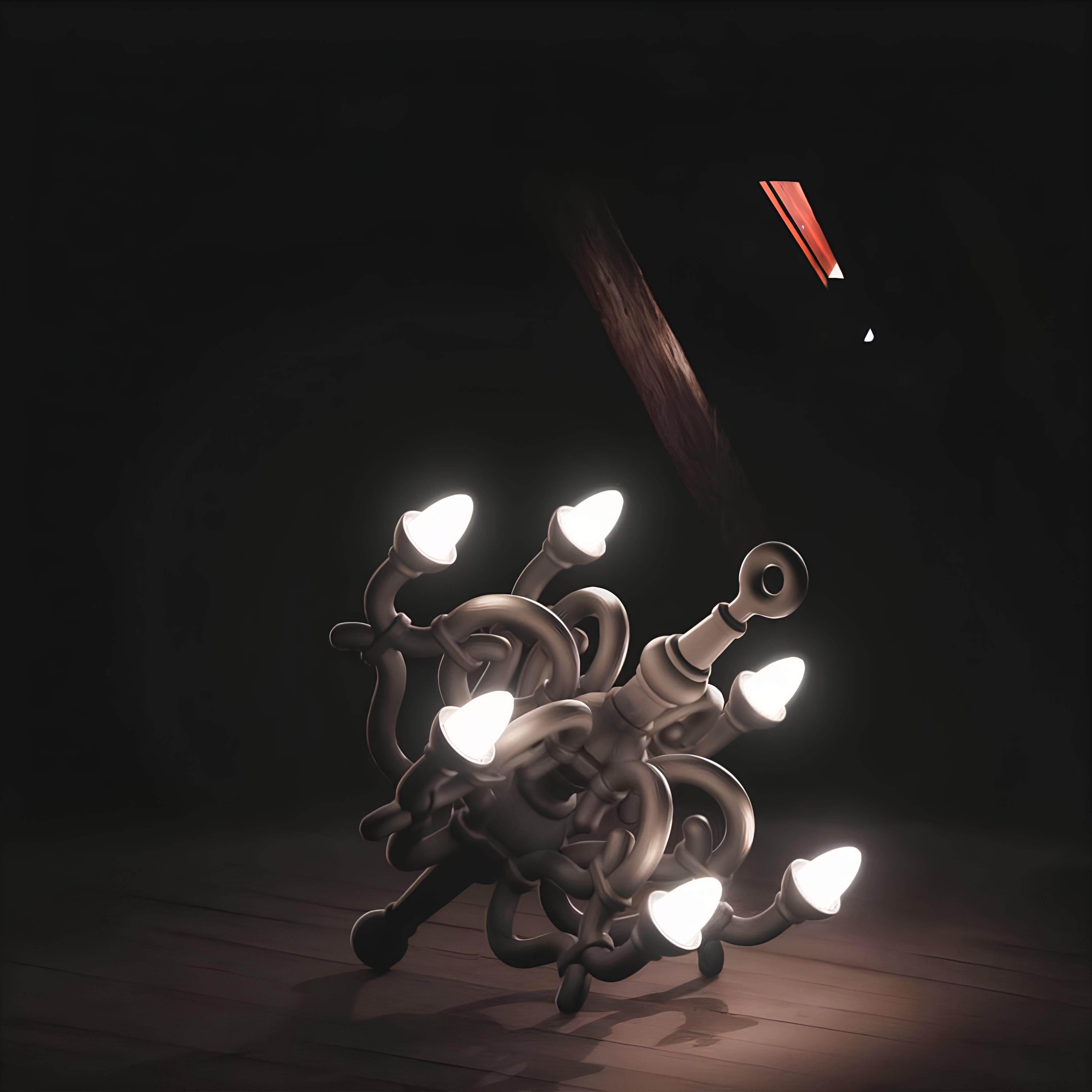 Fallen Chandelier M Siyah Yer Aydınlatması