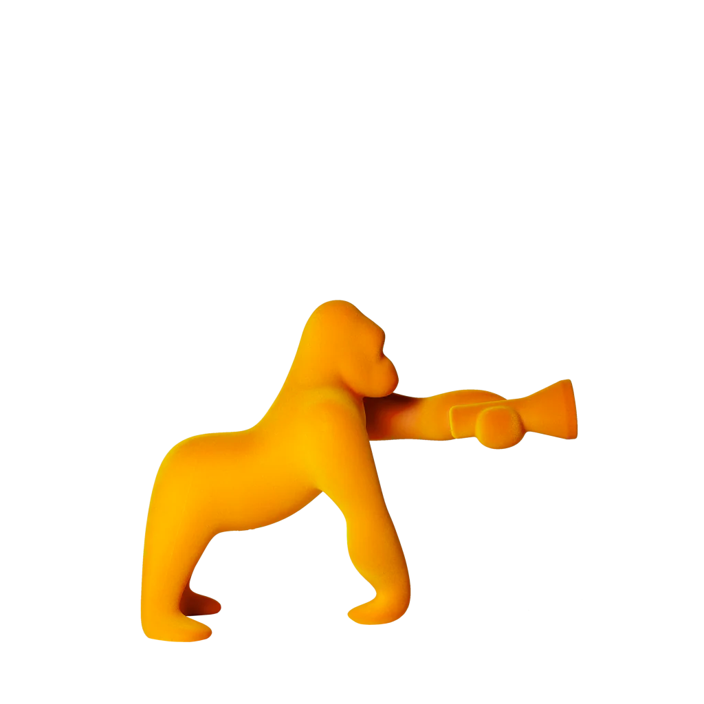 Qeeboo-Kong Xs Altın Sarısı Kadife Masaüstü Aydınlatması-Dekoratif Aydınlatma-2-Milagron.com