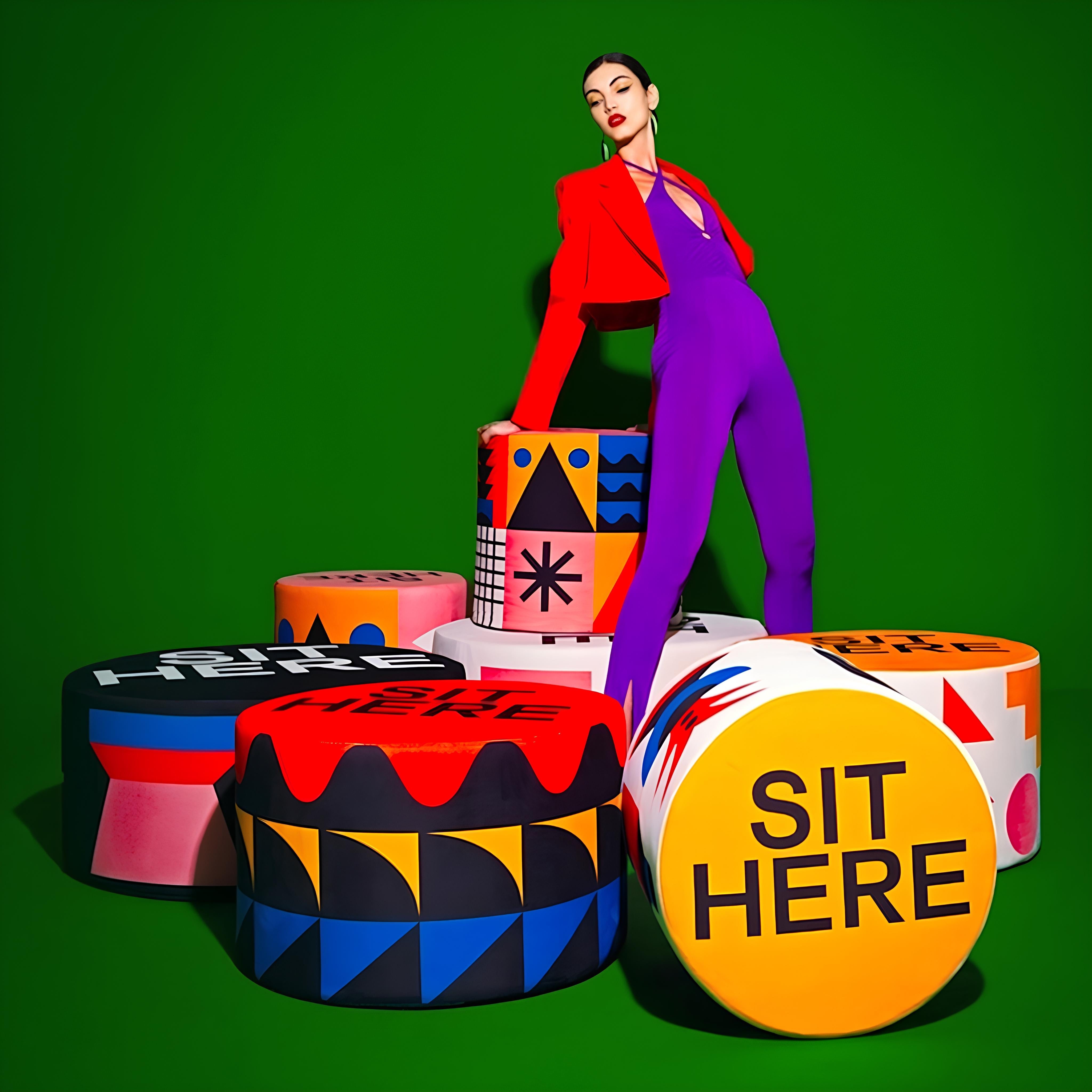 Qeeboo-Pouf Oggian Sit Here Kırmızı M Puf-Puf-2-Milagron.com