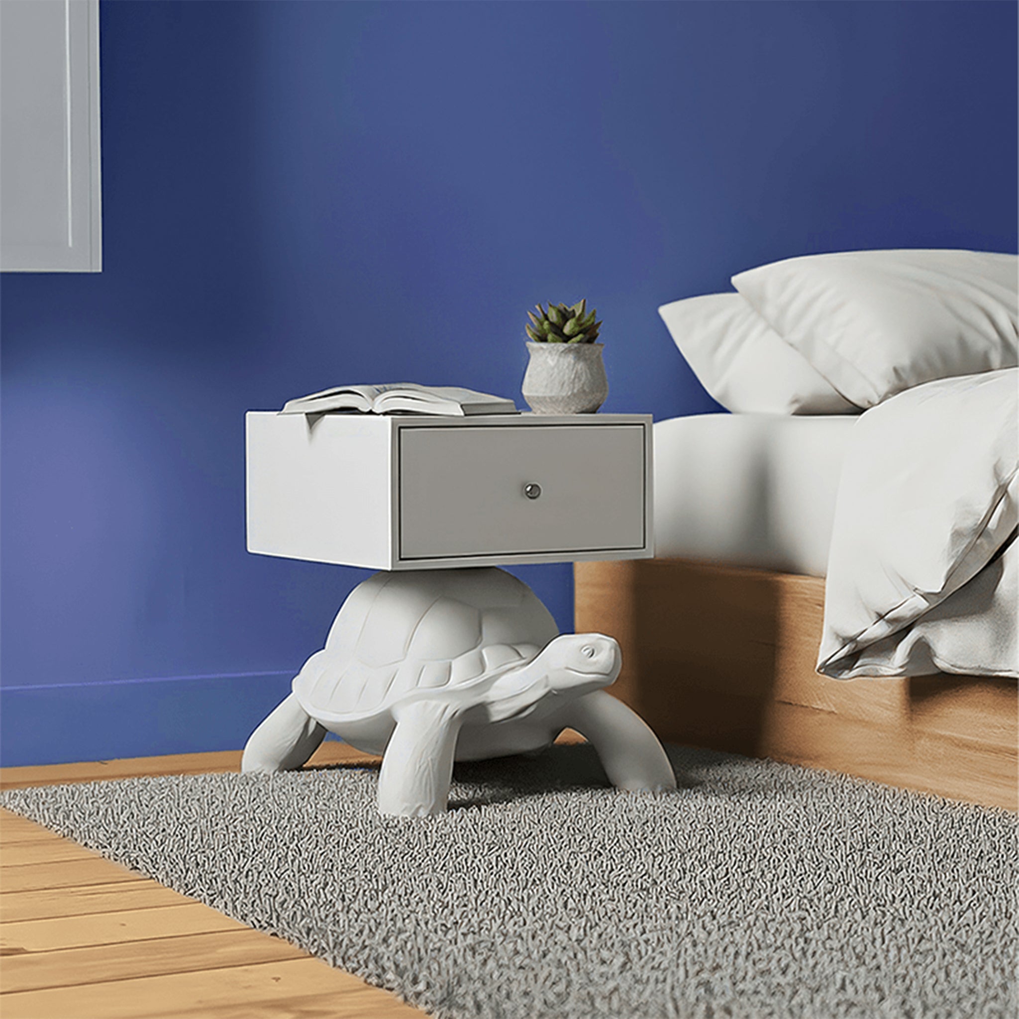 Qeeboo-Turtle Carry Beyaz Komodin-Komodin-3-Milagron.com