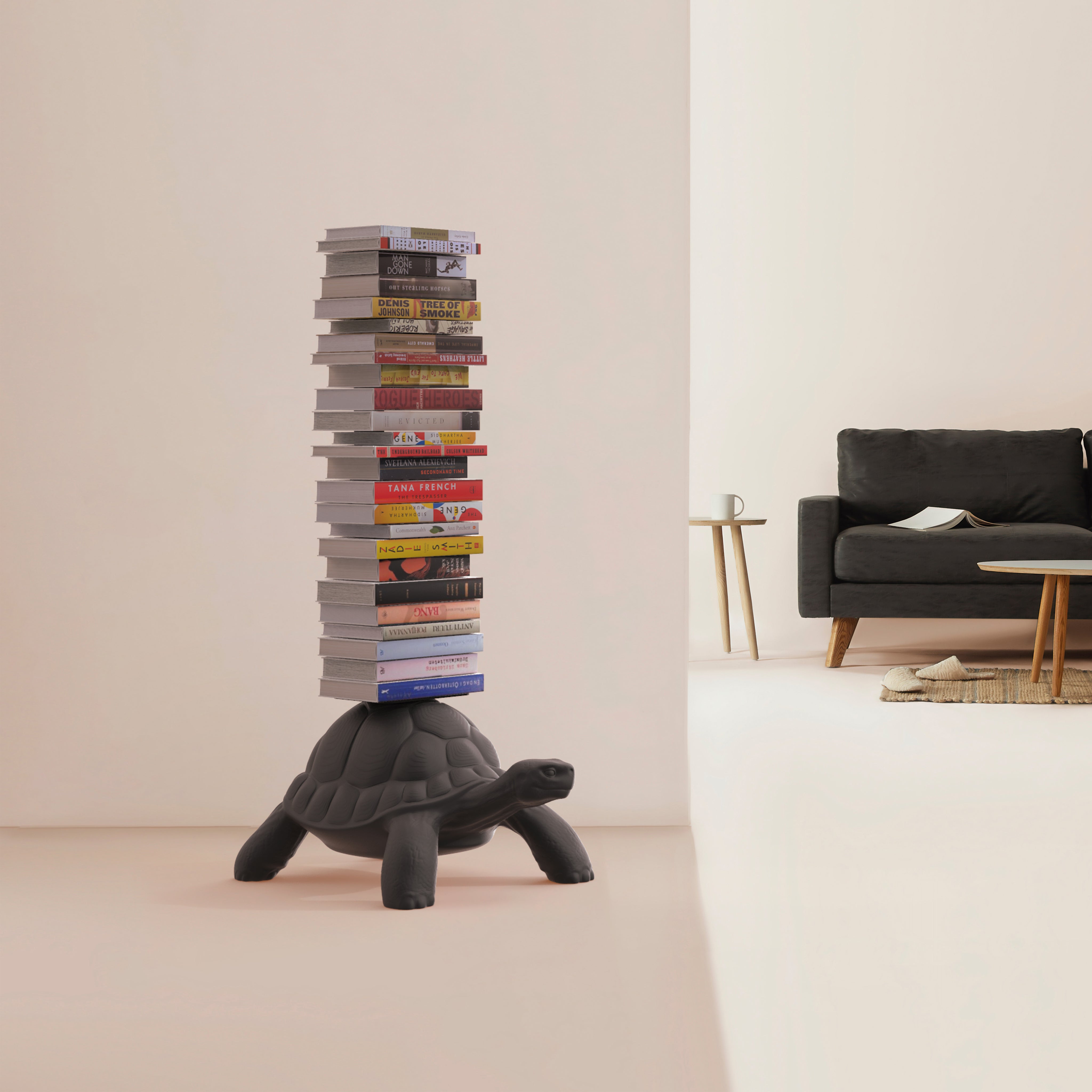 Qeeboo-Turtle Carry Siyah Kitaplık-Kitaplık-2-Milagron.com