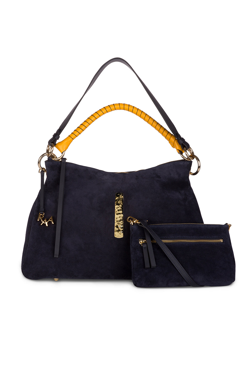 Beija Bag- Navy Suede & Gold - 0