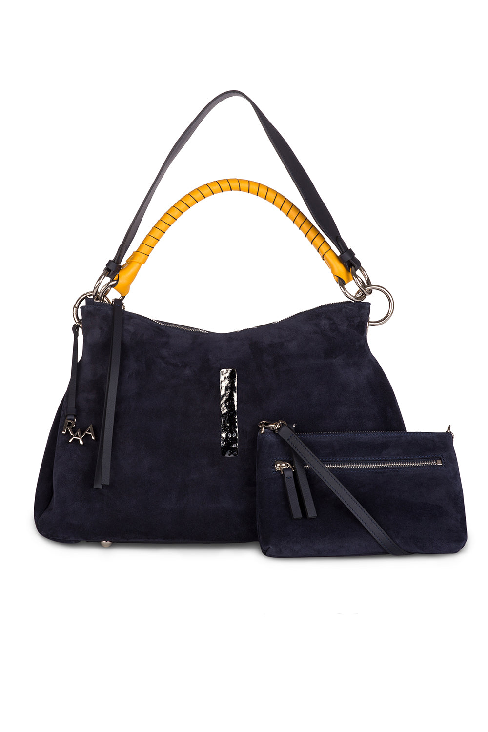 Beija Bag- Navy Suede & Silver - 0