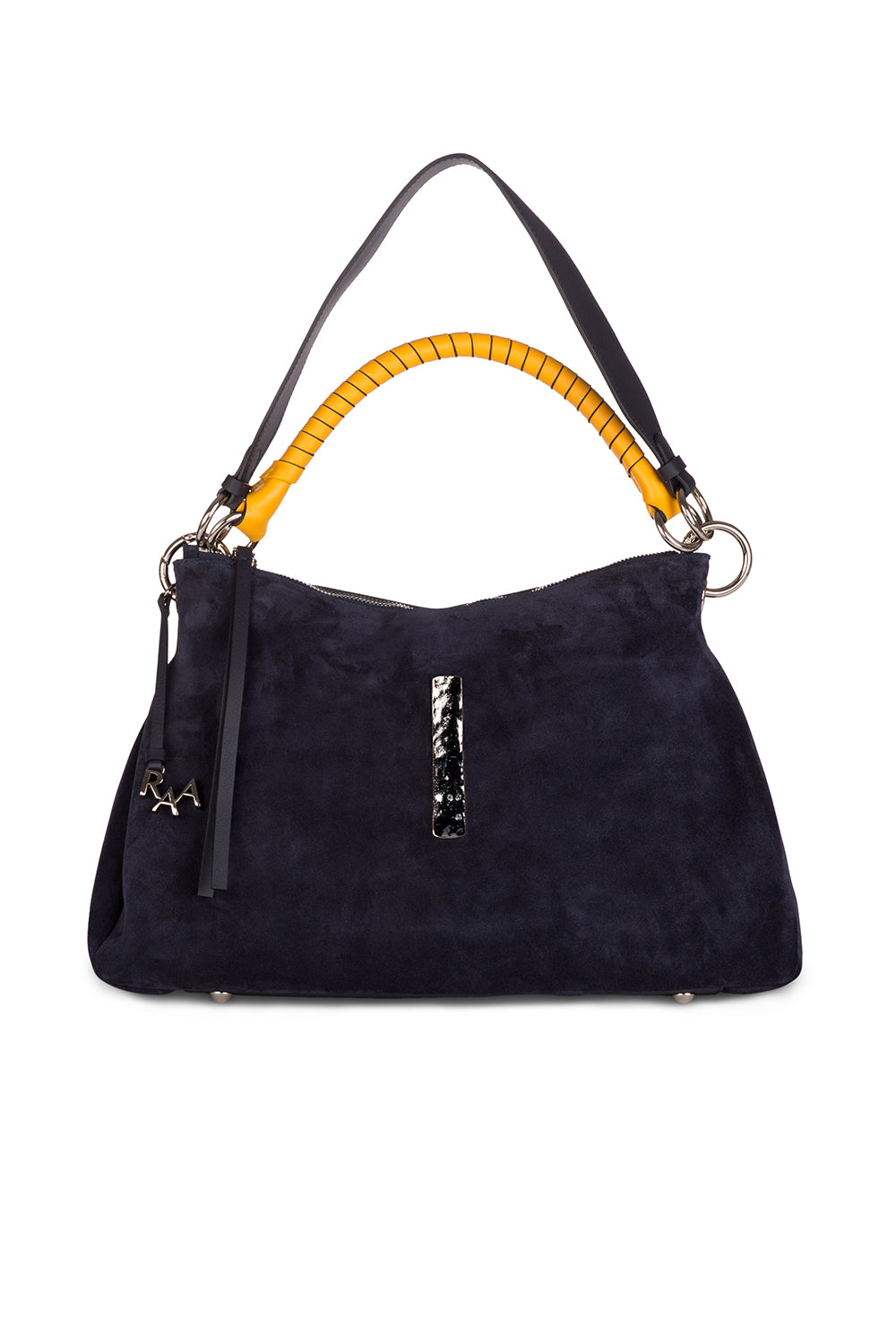Beija Bag- Navy Suede & Silver - 1