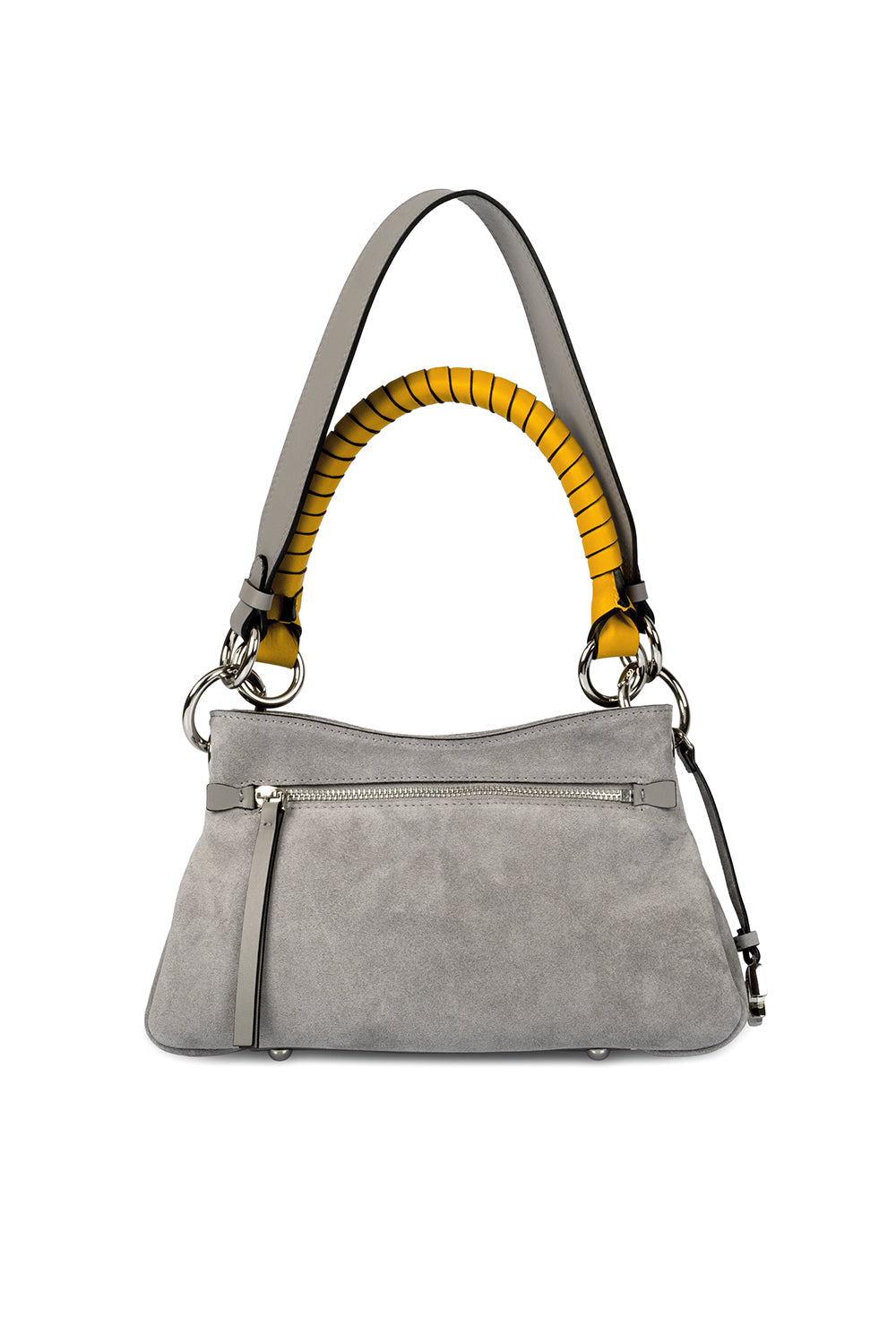 Midi Beija Bag- Gray Suede & Silver - 1