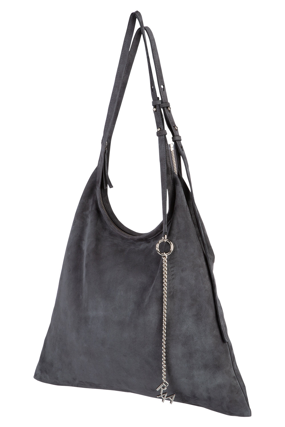 Pinna Bag- Gray Suede & Silver - 1