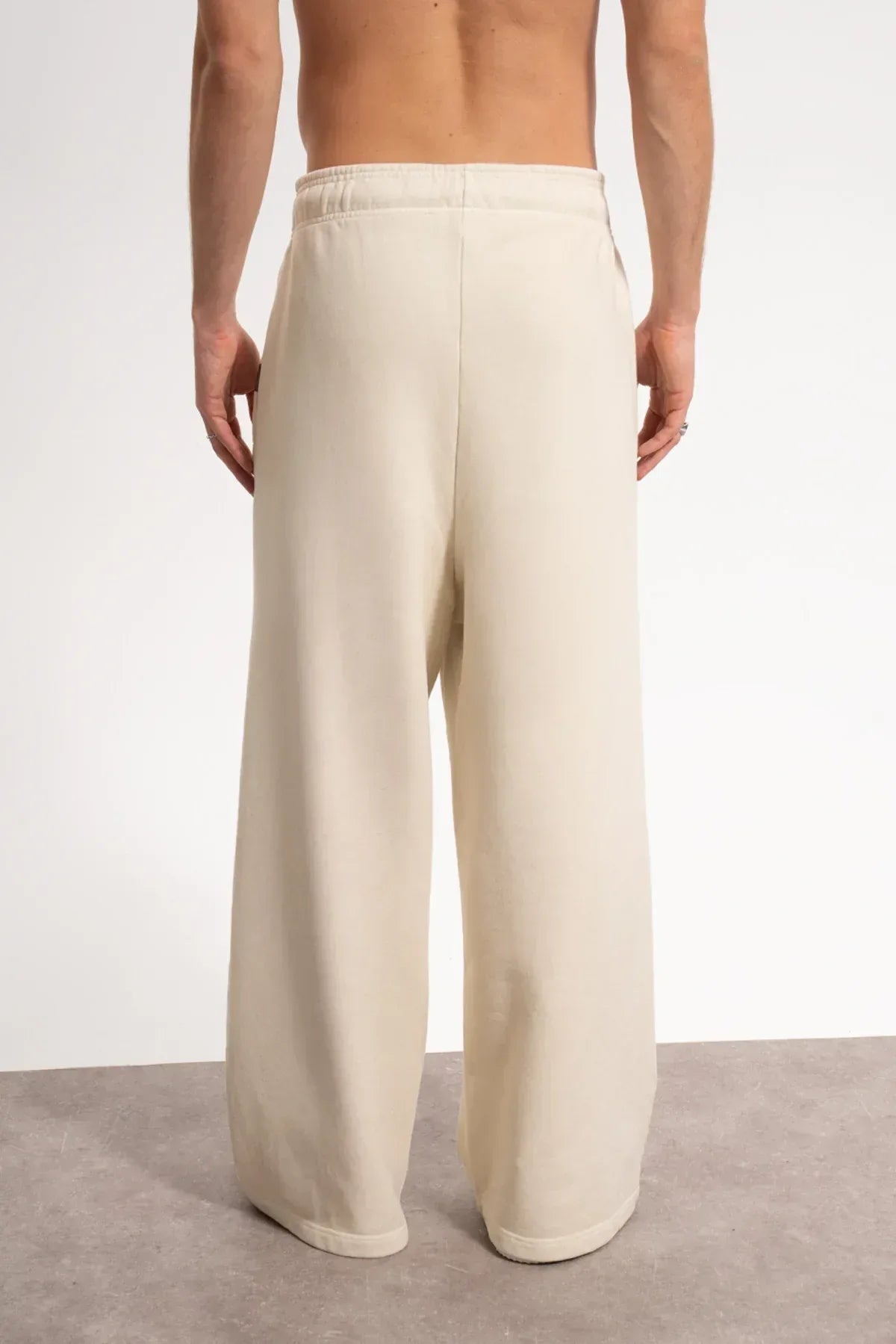 Erkek Baggy Fit Washed Sweatpants - Bej