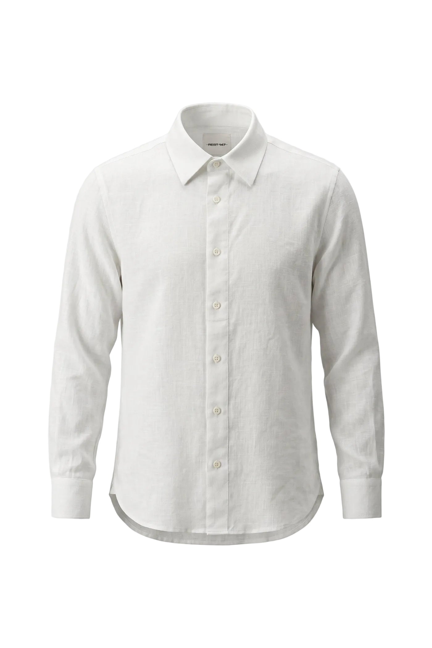 Erkek Oversized Leather Detailed Linen Shirt - Kırık Beyaz
