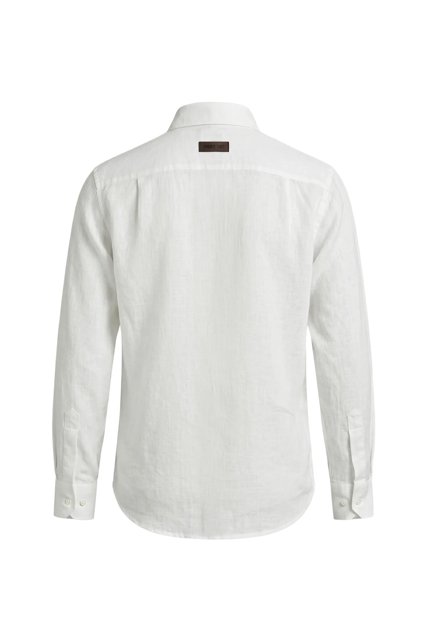 Erkek Oversized Leather Detailed Linen Shirt - Kırık Beyaz