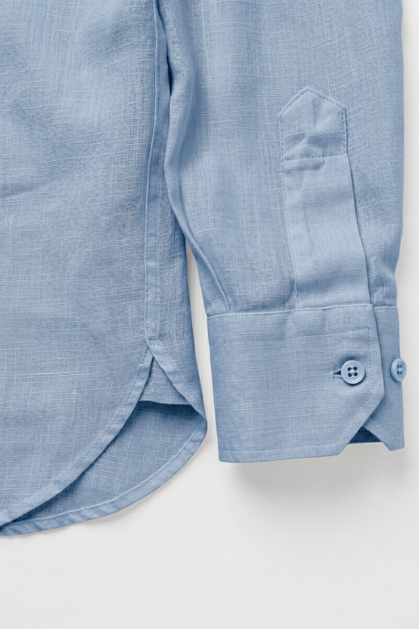 Erkek Oversized Leather Detailed Linen Shirt - Mavi