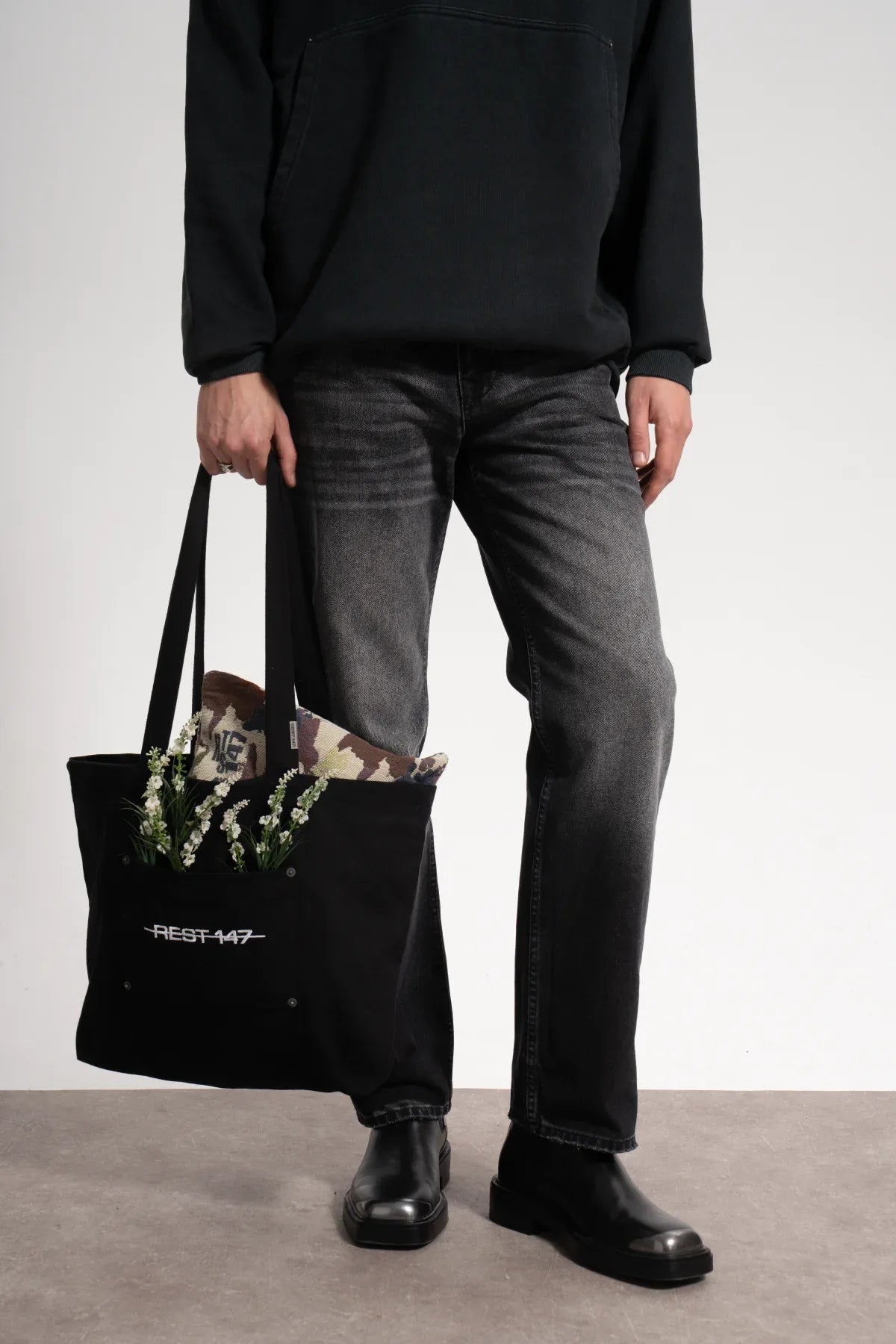 Erkek Relaxed Fit Key Denim Pants - Siyah - 1