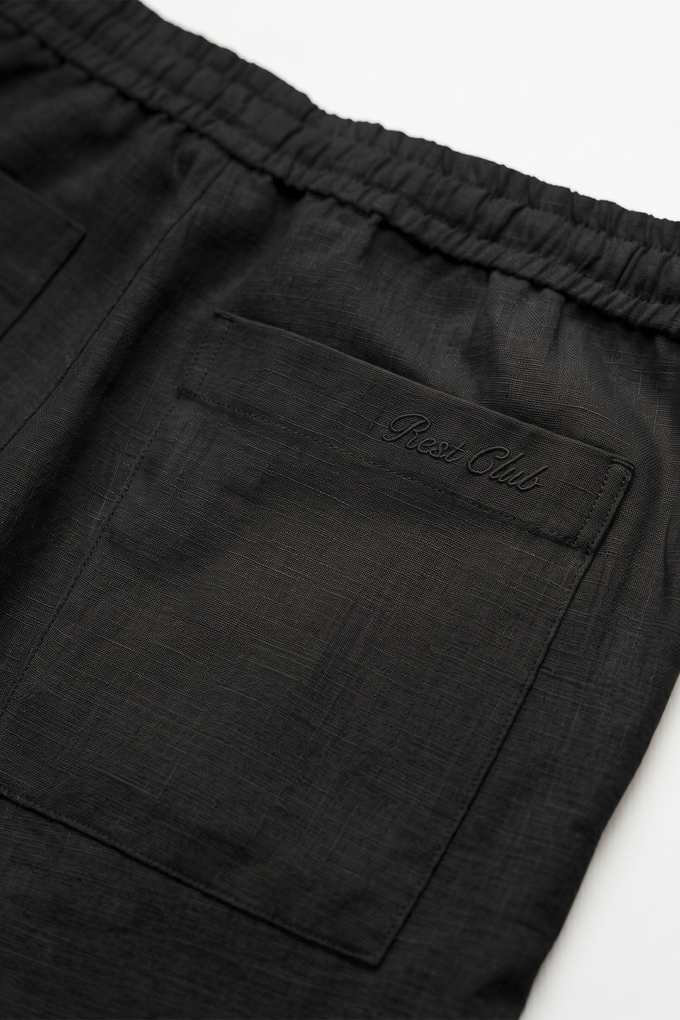 Erkek Relaxed Fit Rest Club Linen Pants - Siyah