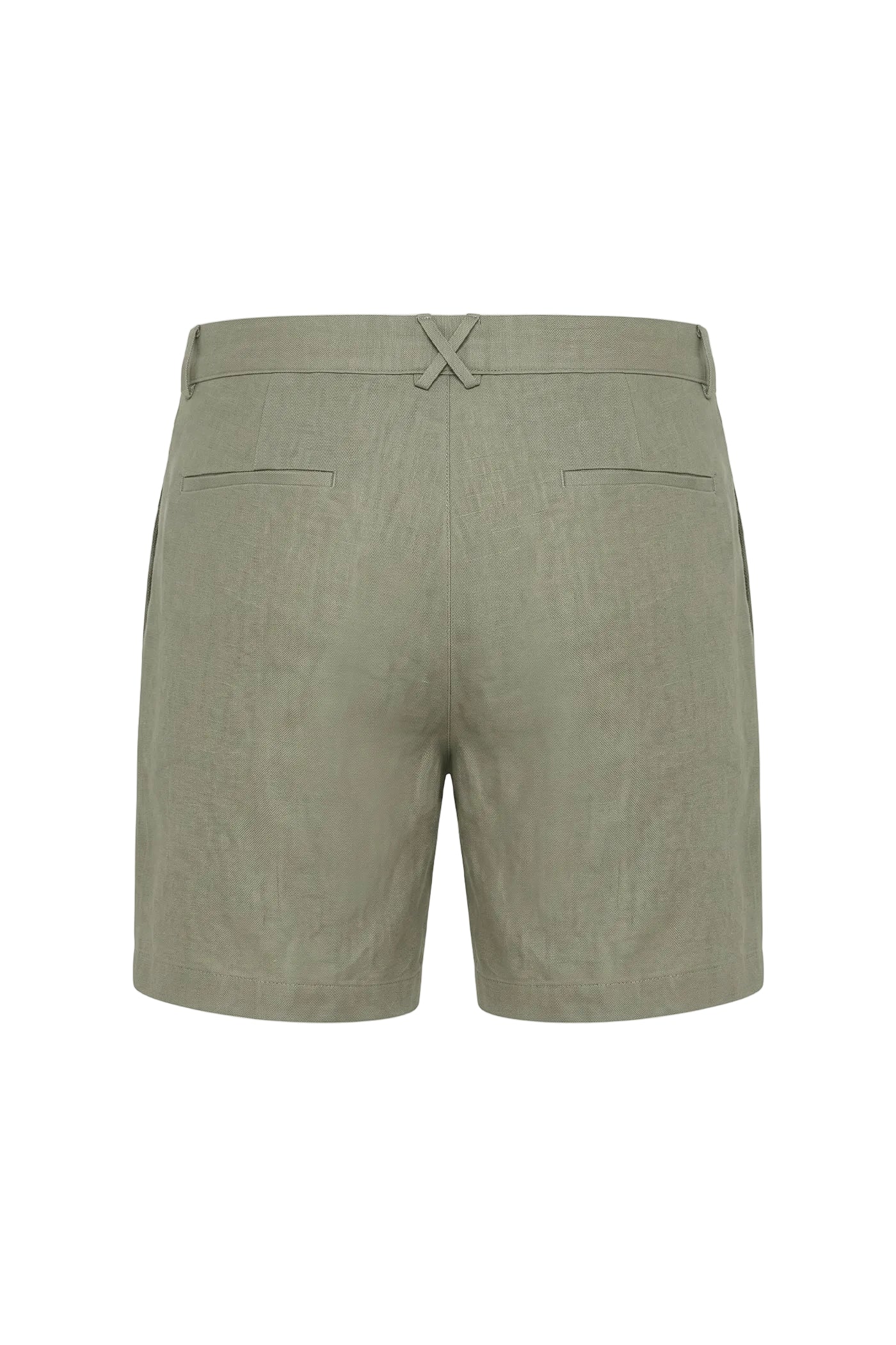 Erkek Relaxed Fit Rest Club Linen Short - Haki