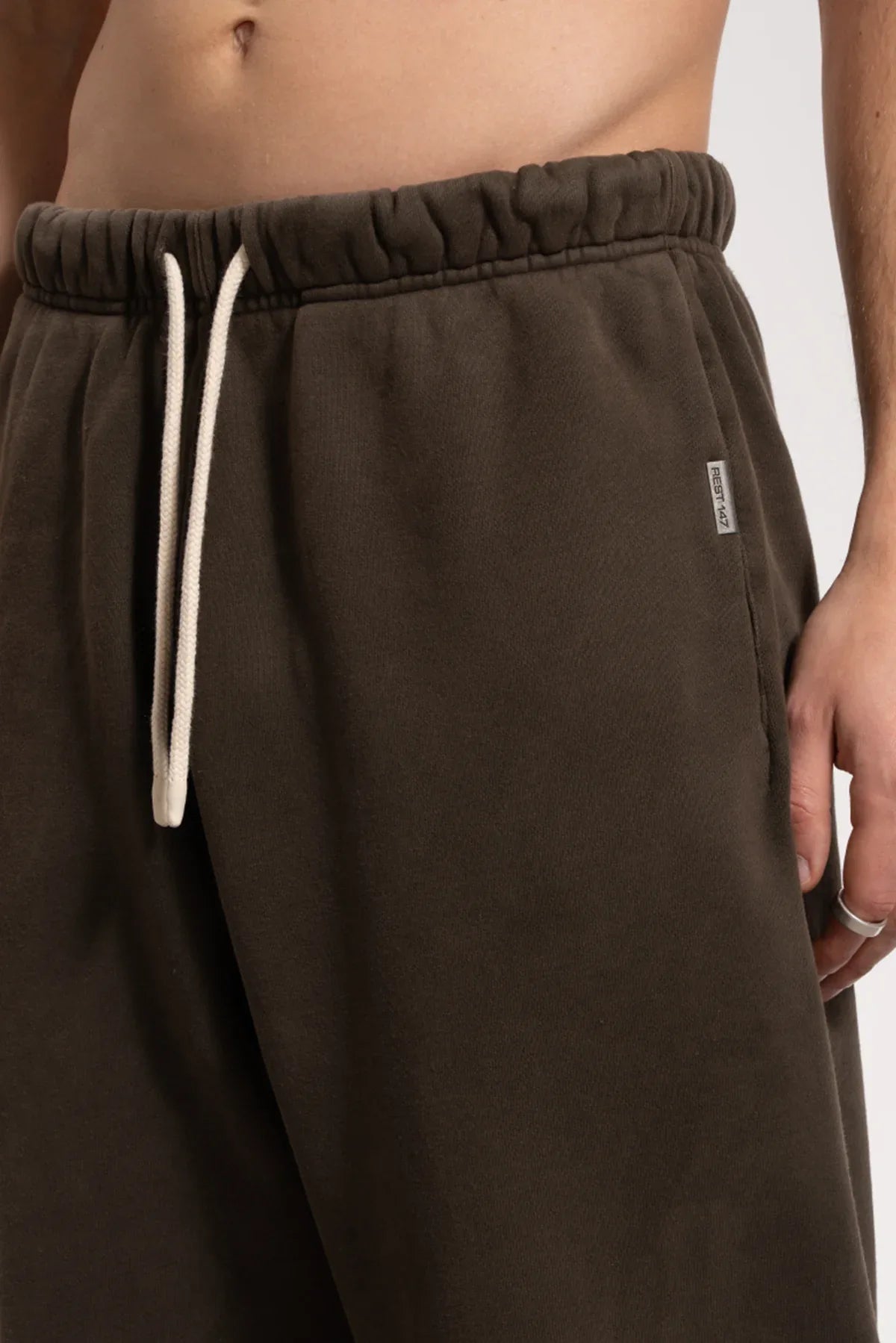 Erkek Relaxed Fit Washed Sweatpants - Kahverengi