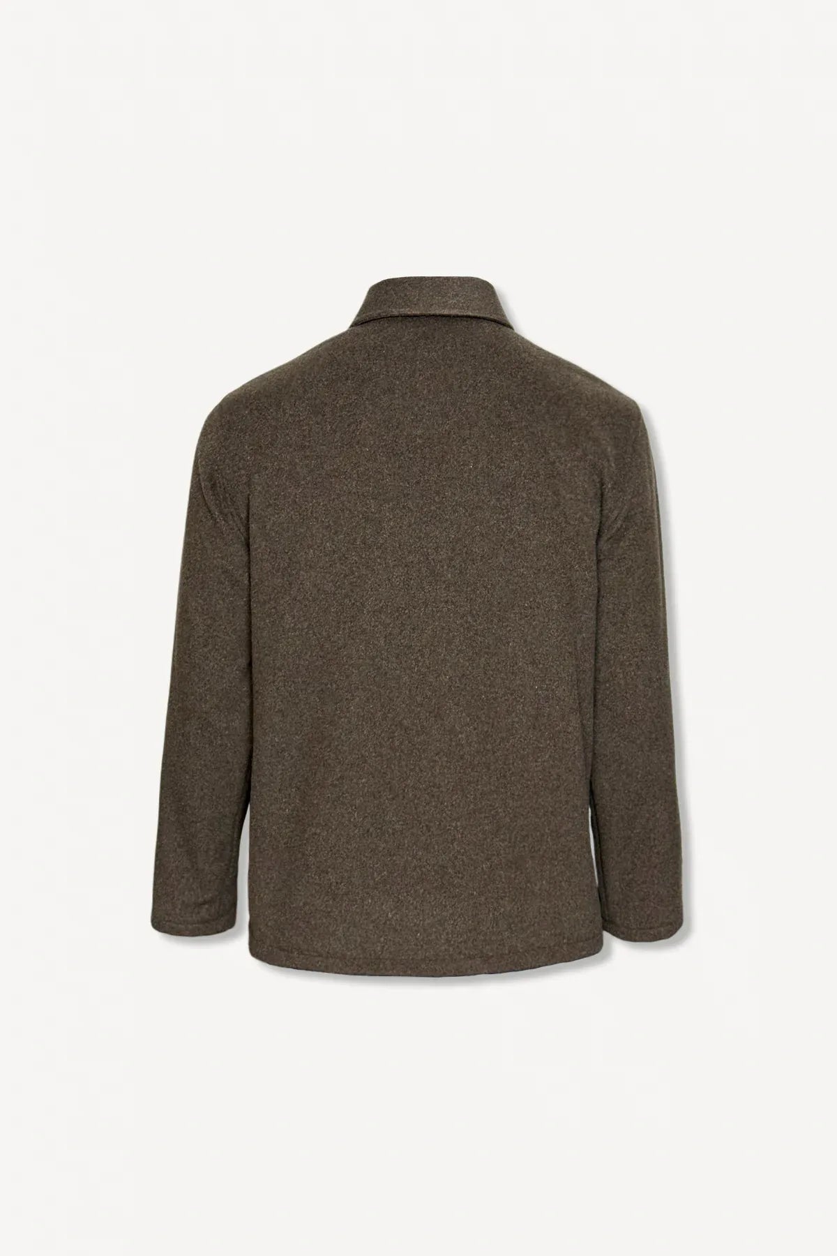 Erkek Relaxed Fit Wool Zipper Jacket Kahverengi