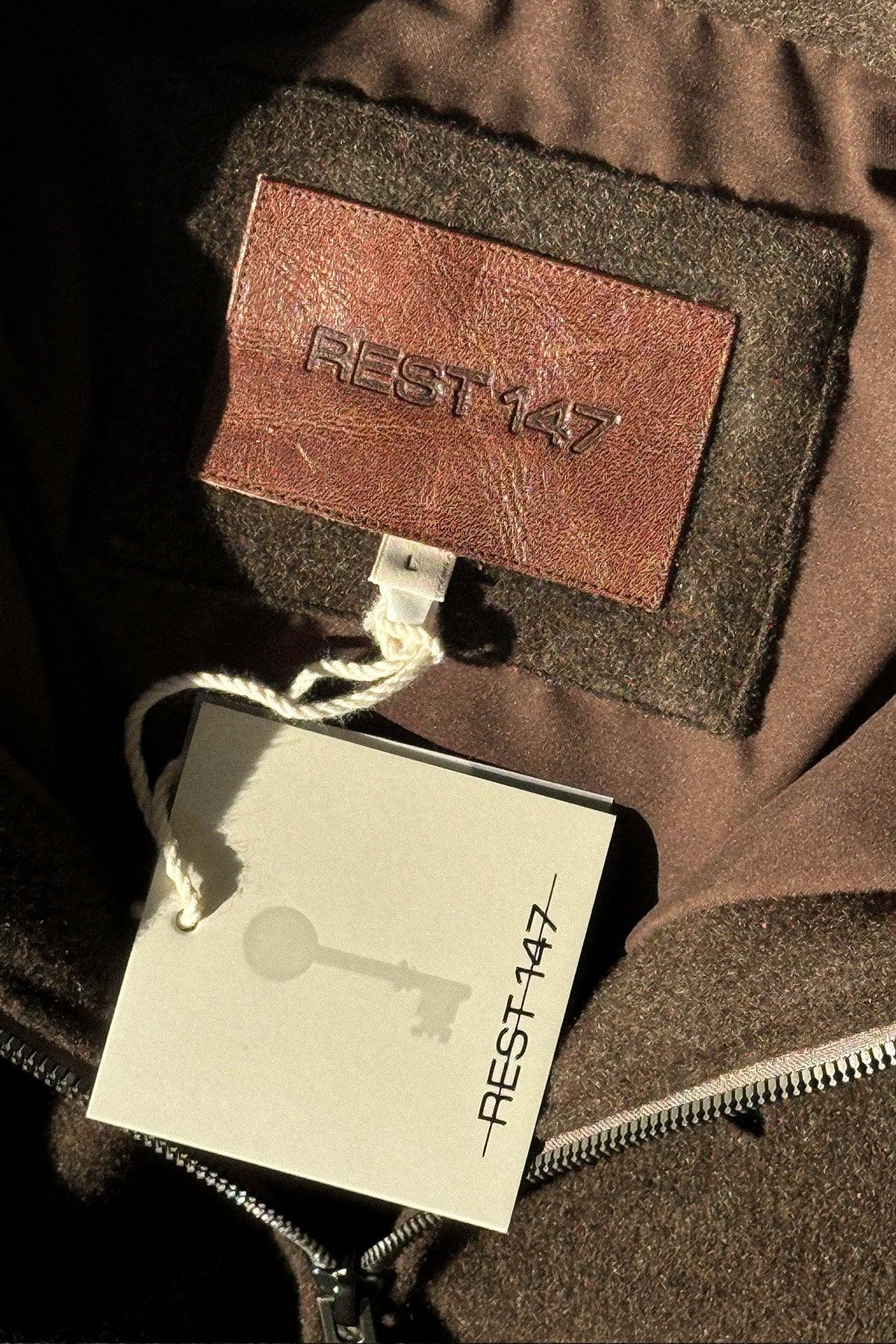 Erkek Relaxed Fit Wool Zipper Jacket Kahverengi