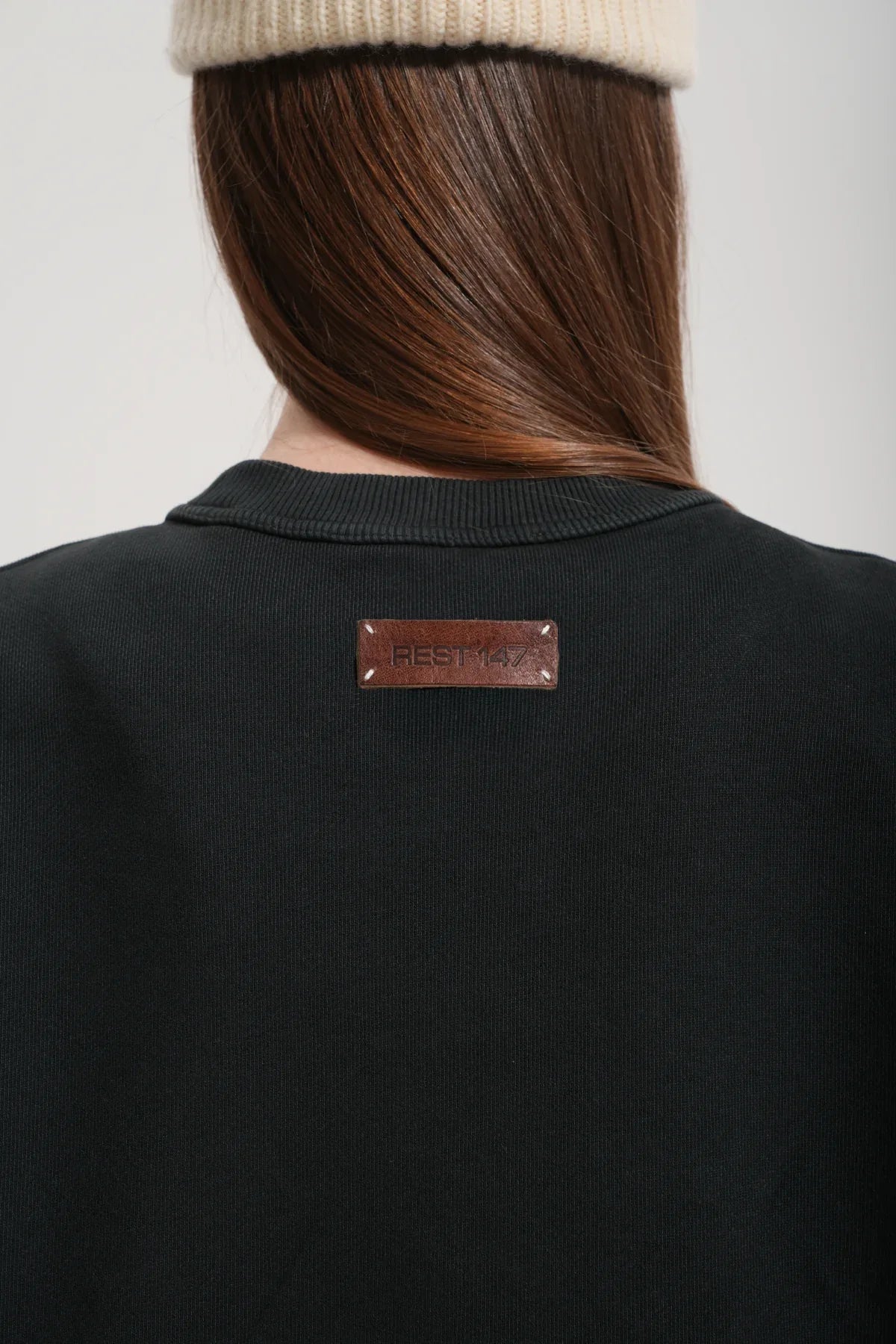 Kadın Boxy Fit Oversized Washed Sweatshirt - Siyah - 3
