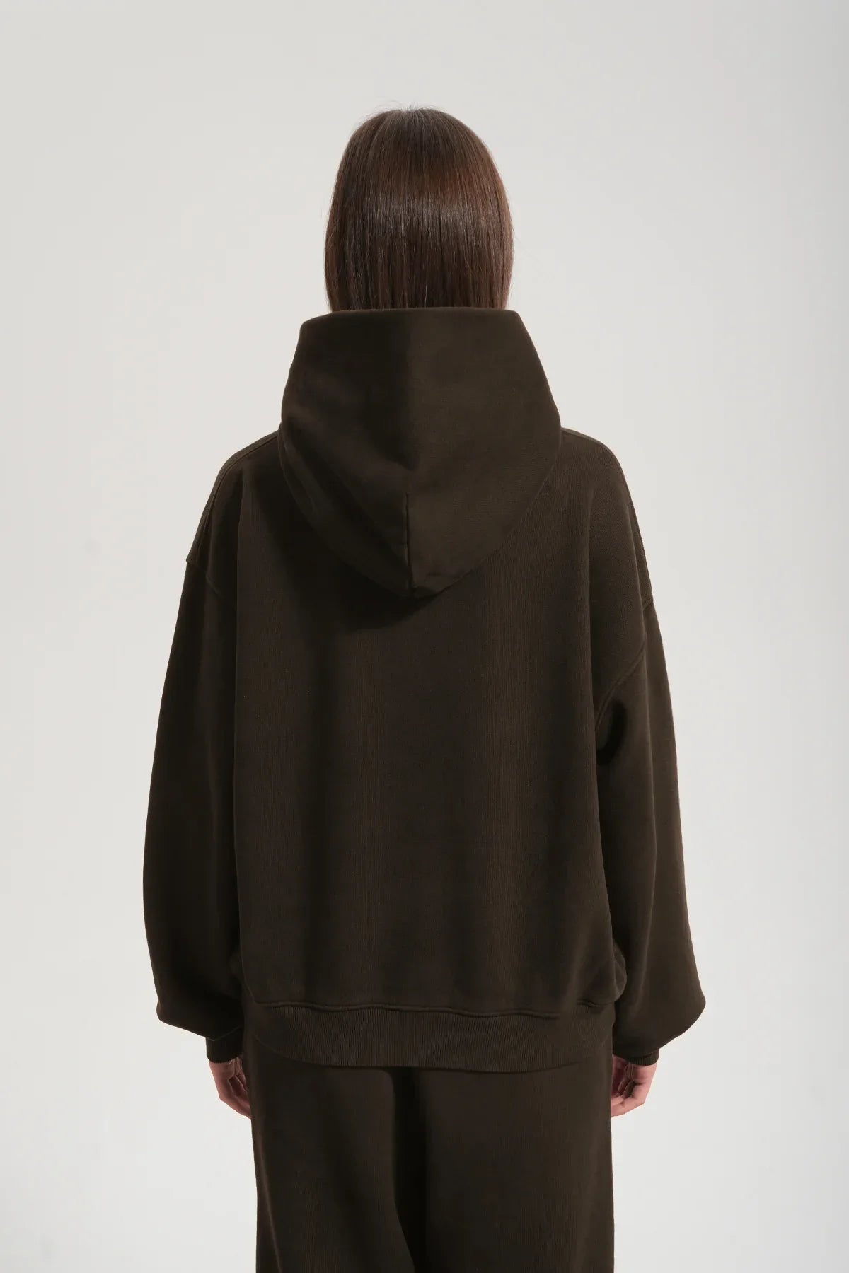 Kadın Boxy Fit Washed Hoodie - Kahverengi