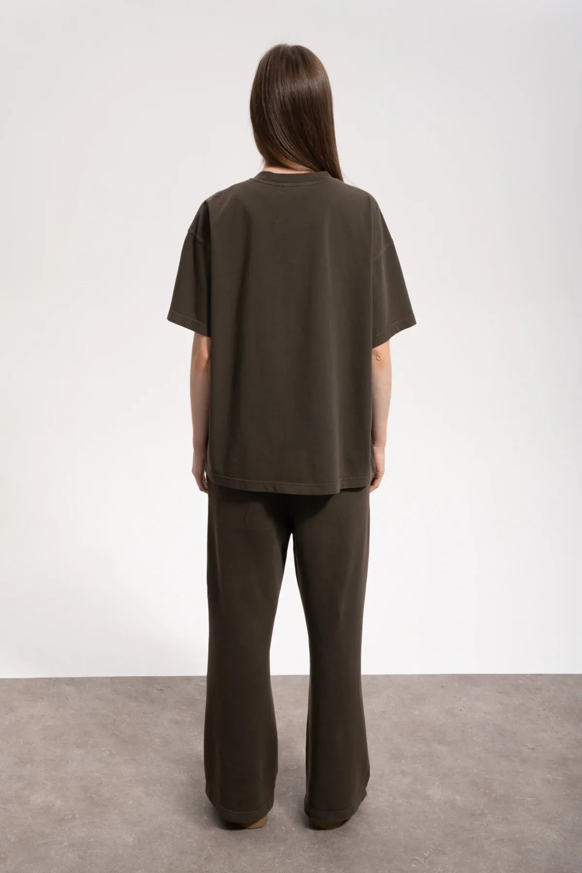 Kadın Oversized Washed Basic T-Shirt - Kahverengi