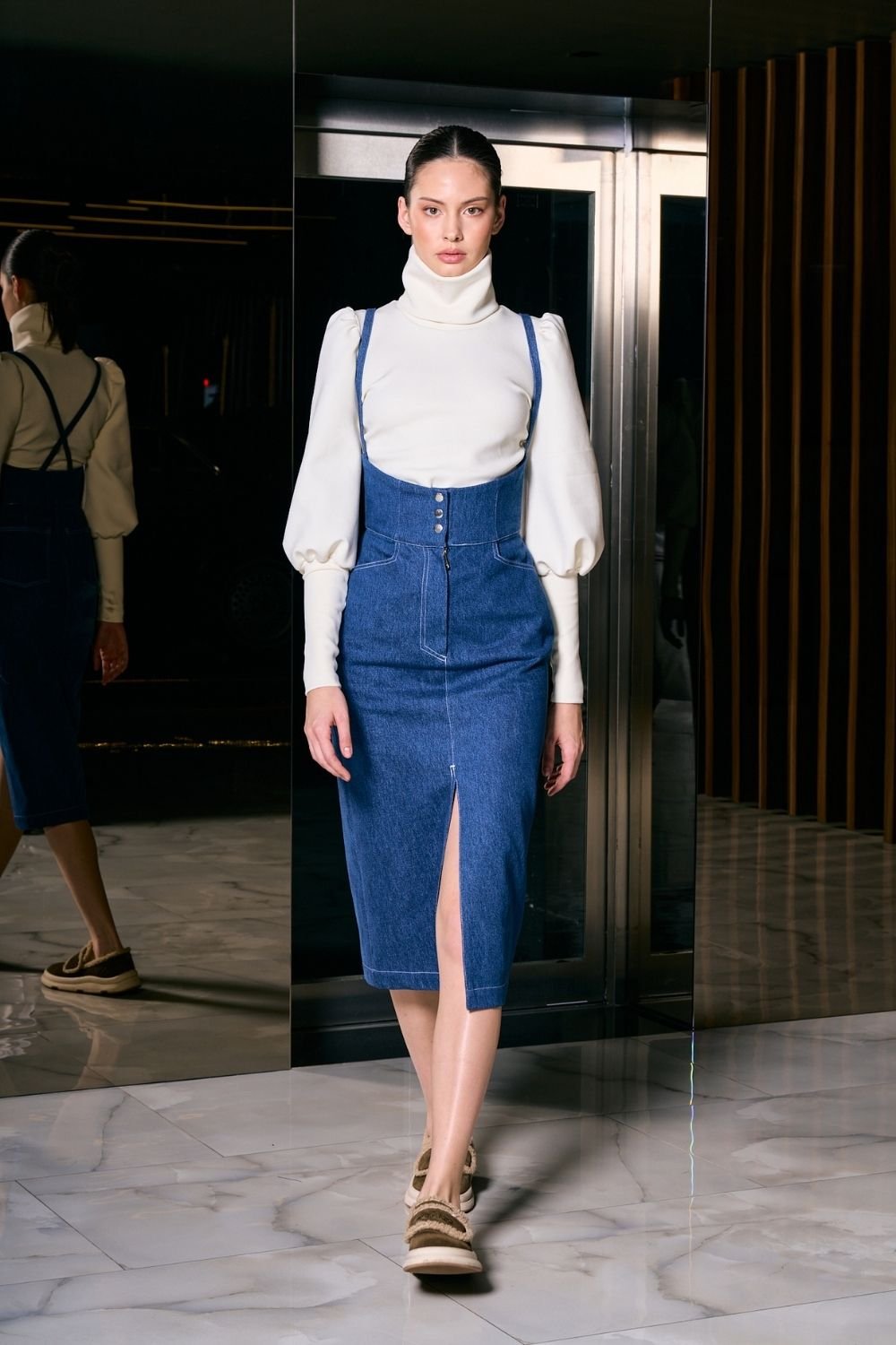 Rafael Fernè-Askılı Denim Etek-Etek-1-Milagron.com