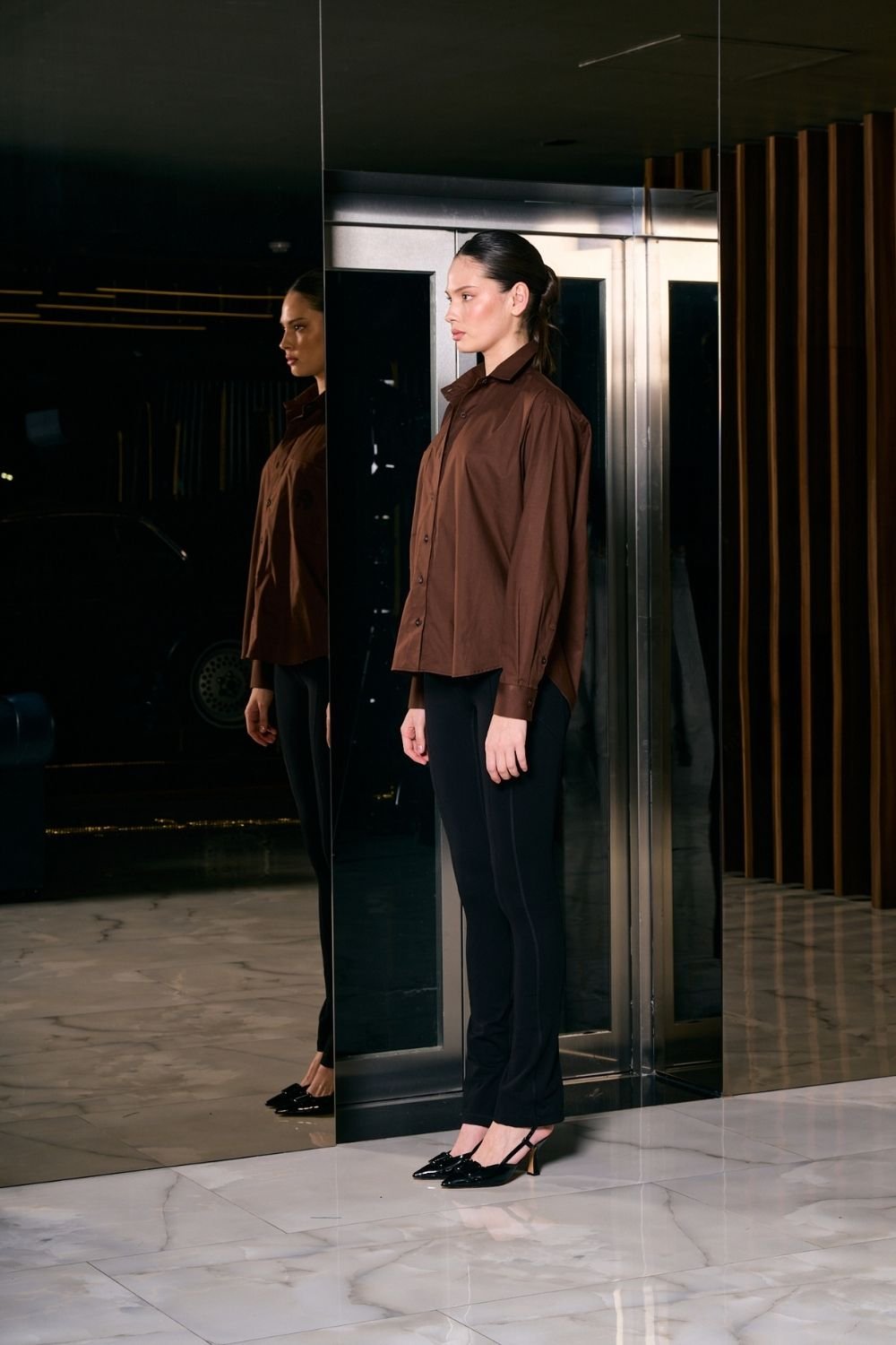 Rafael Fernè-Kahverengi Logo Oversize Gömlek-Gömlek-1-Milagron.com