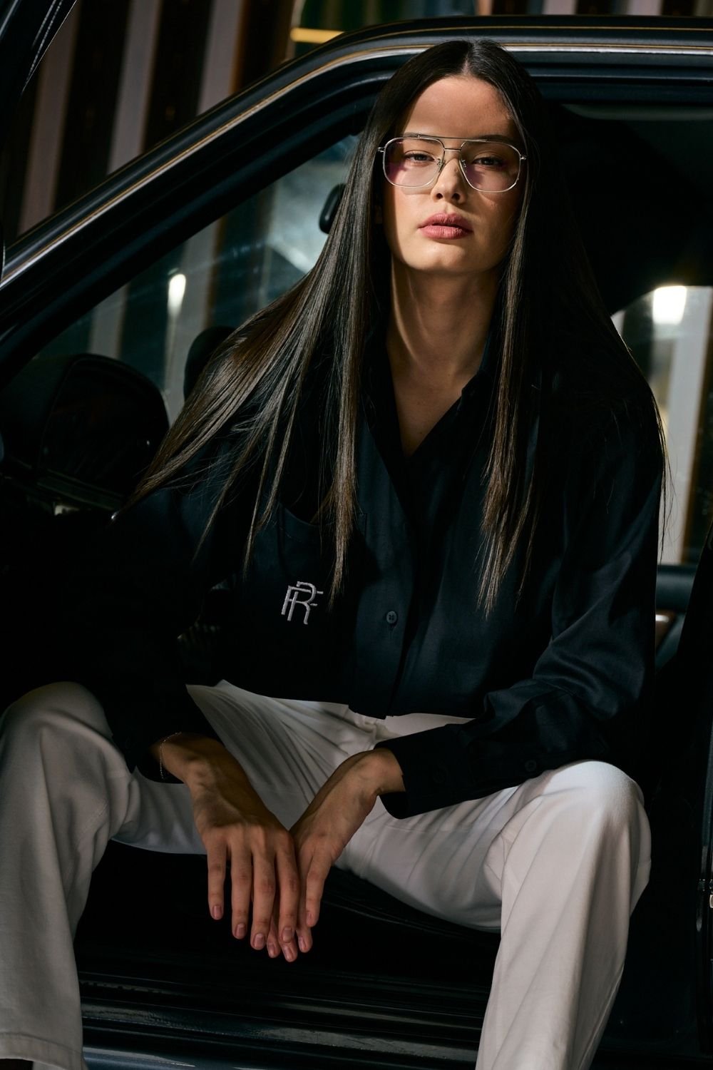 Rafael Fernè-Siyah Logo Oversize Gömlek-Gömlek-2-Milagron.com