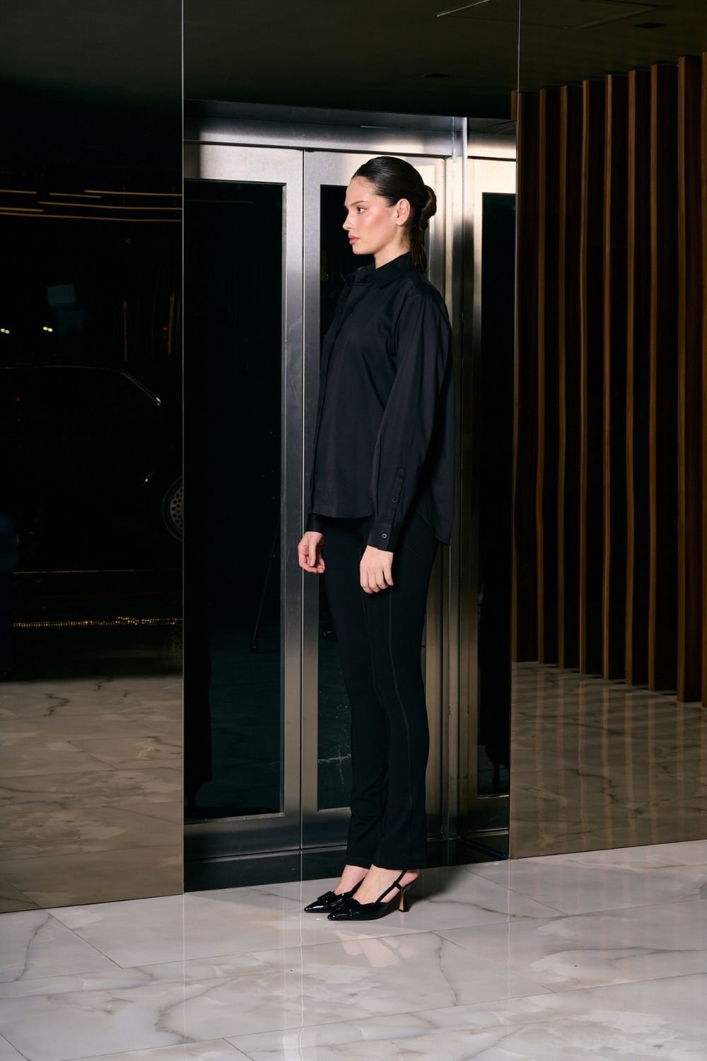 Rafael Fernè-Siyah Logo Oversize Gömlek-Gömlek-2-Milagron.com