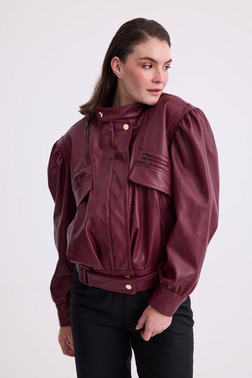 Ready To Wear Design Studio-Jojo Bomber Ceket-Deri Mont-1-Milagron.com