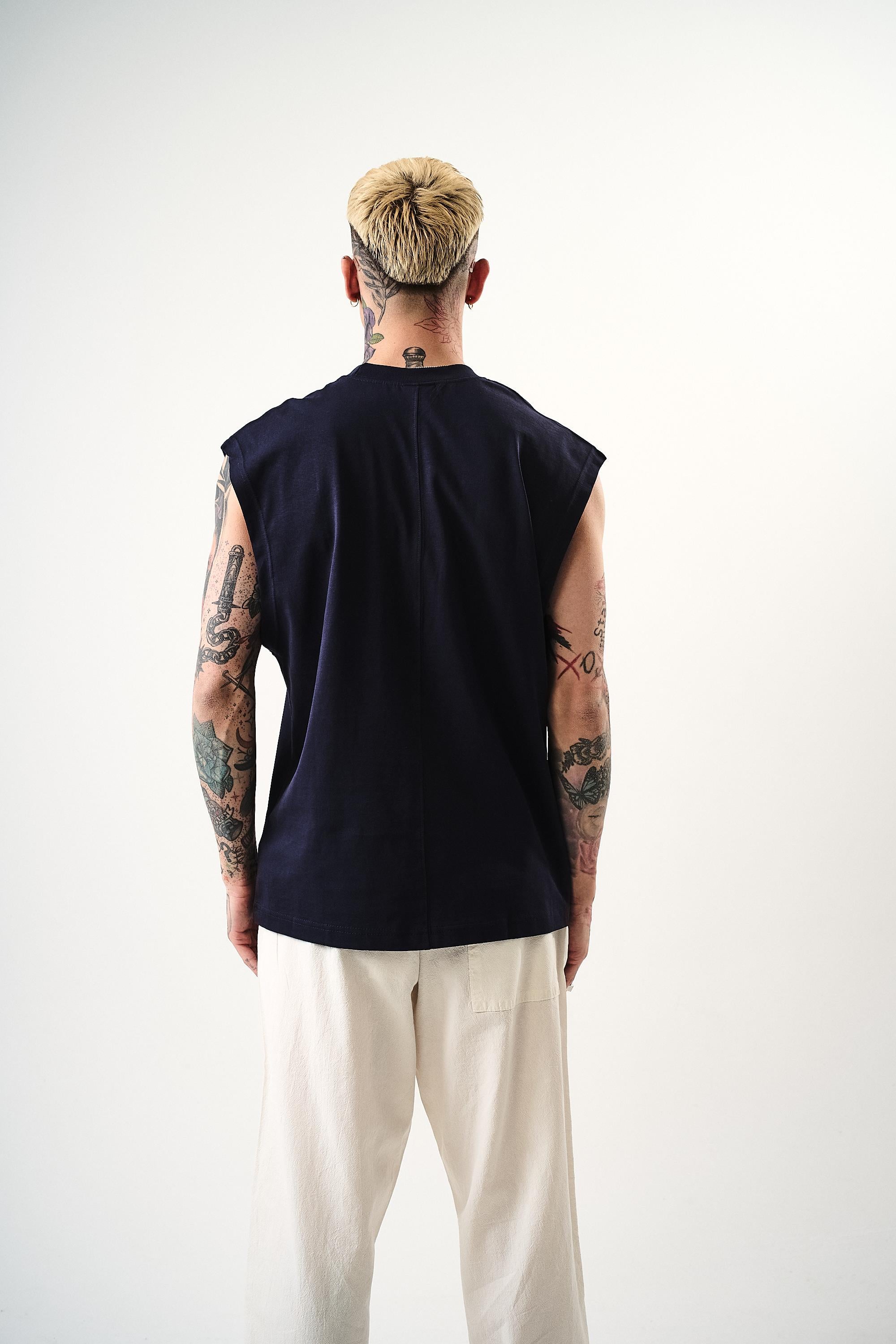 Erkek Basic Tank Top Atlet İNdigo