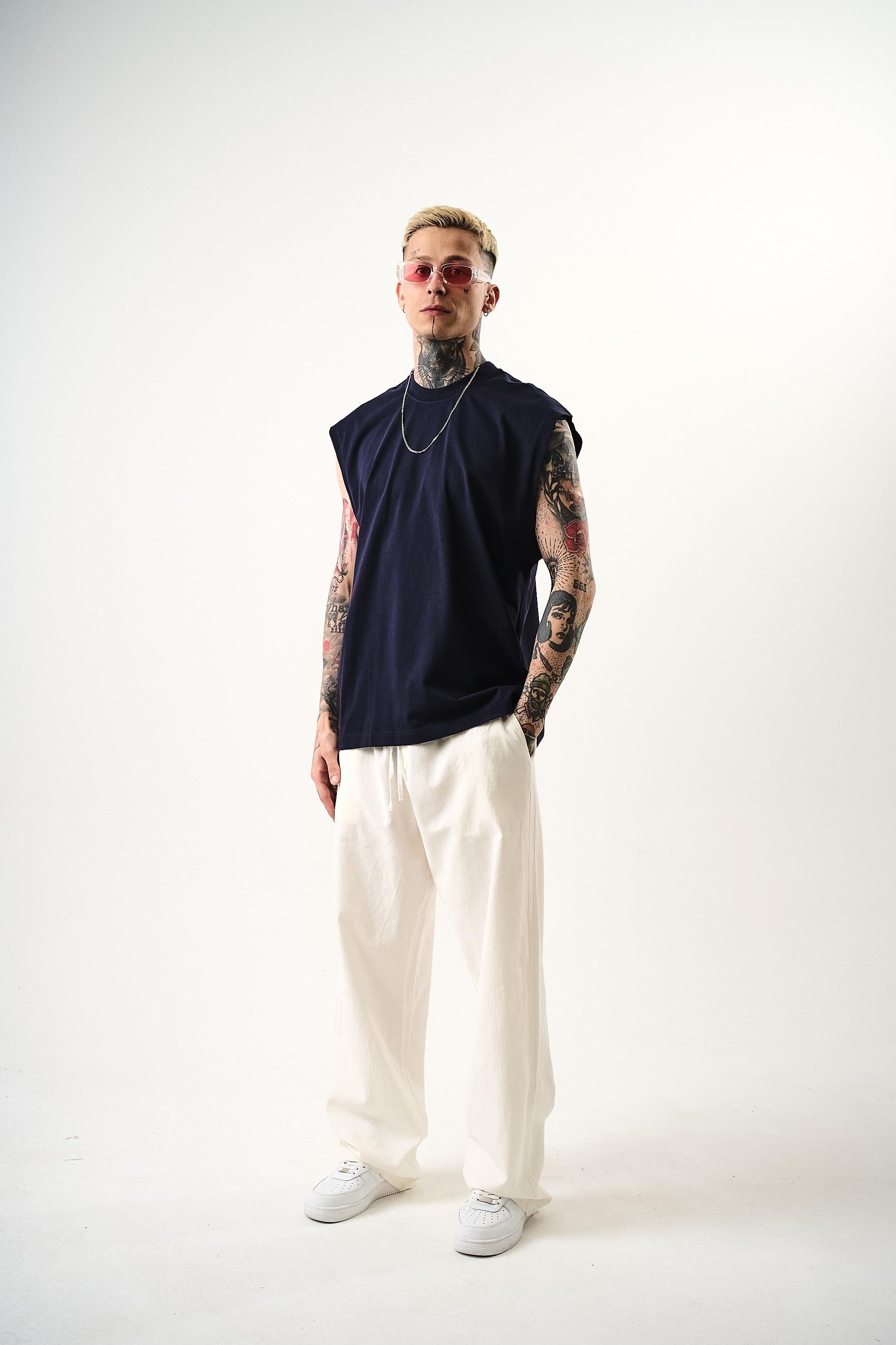 Erkek Basic Tank Top Atlet İNdigo