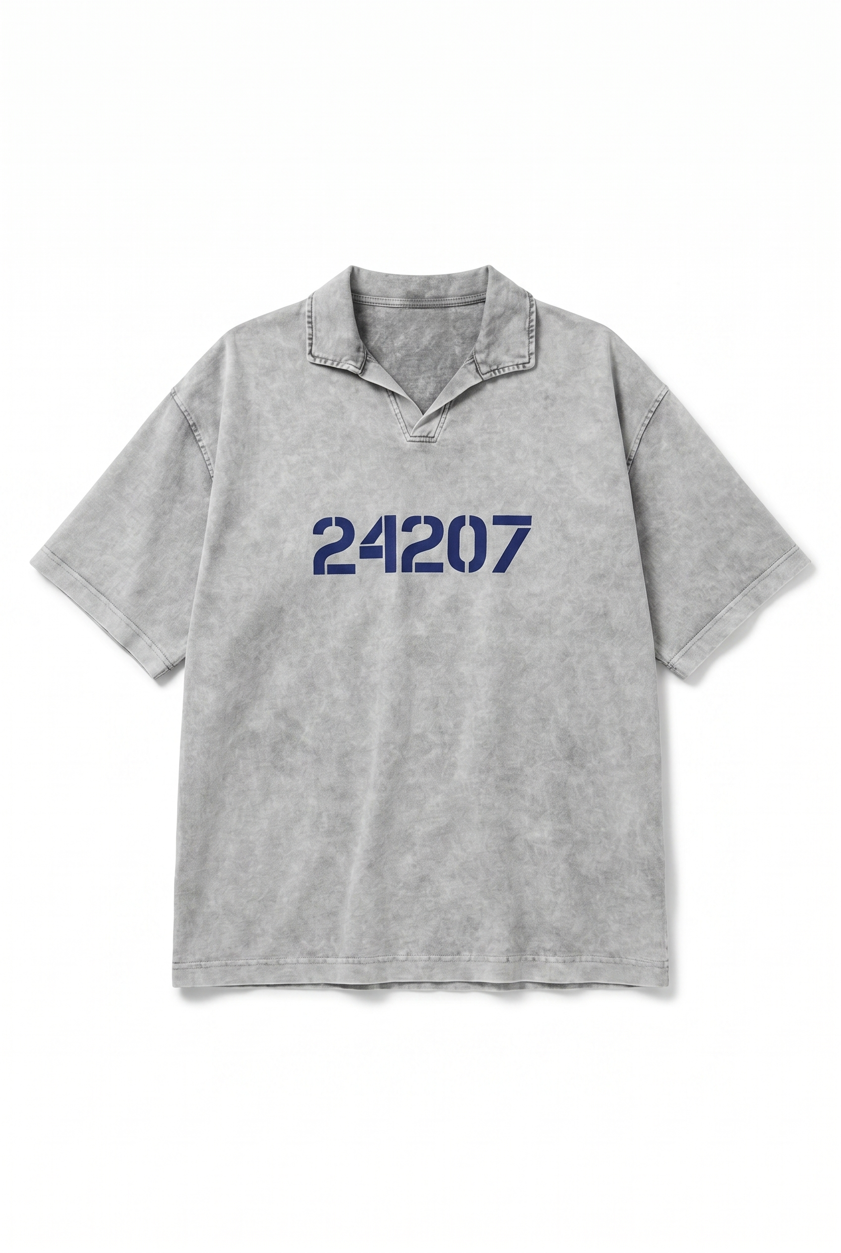 Erkek 24207 Baskılı Yıkamalı Oversize T-Shirt Gri