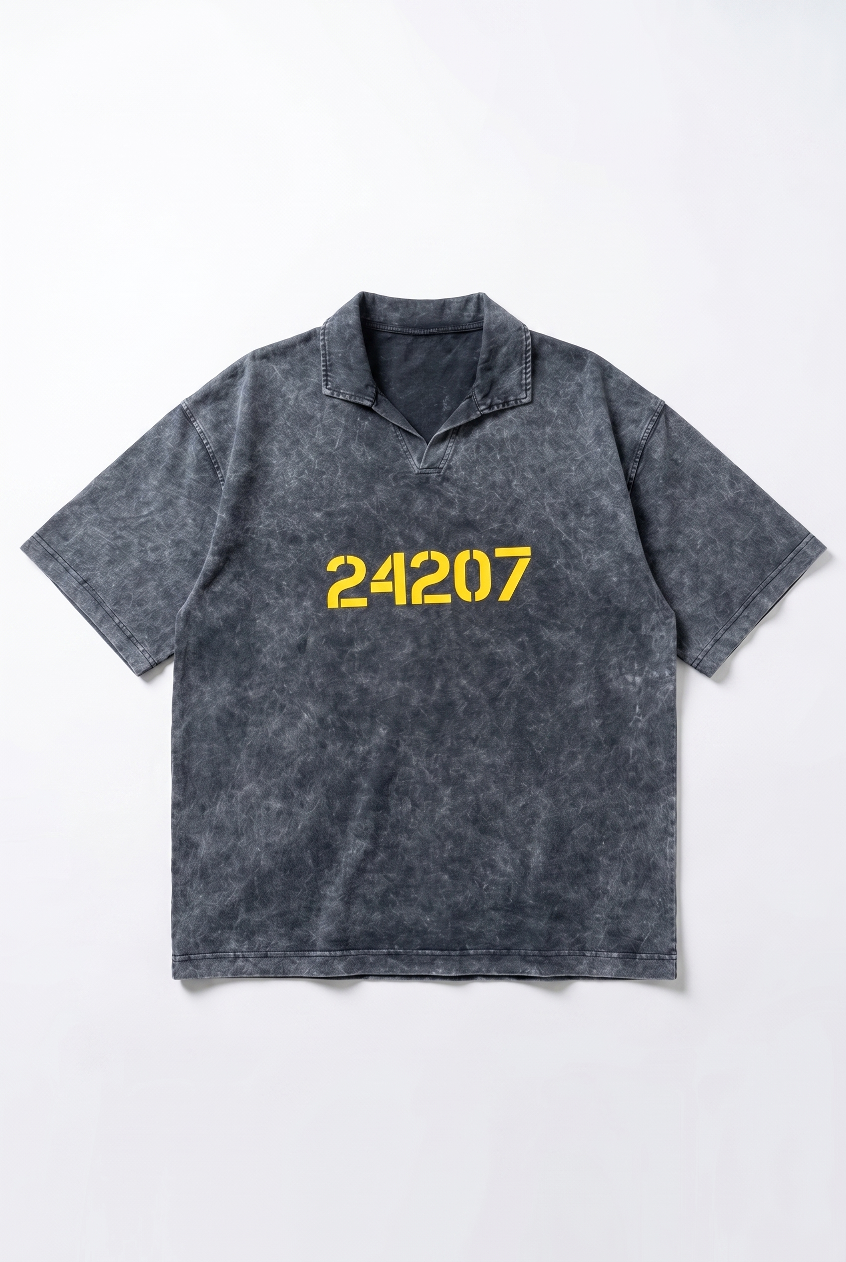 Erkek 24207 Baskılı Yıkamalı Oversize T-Shirt Siyah
