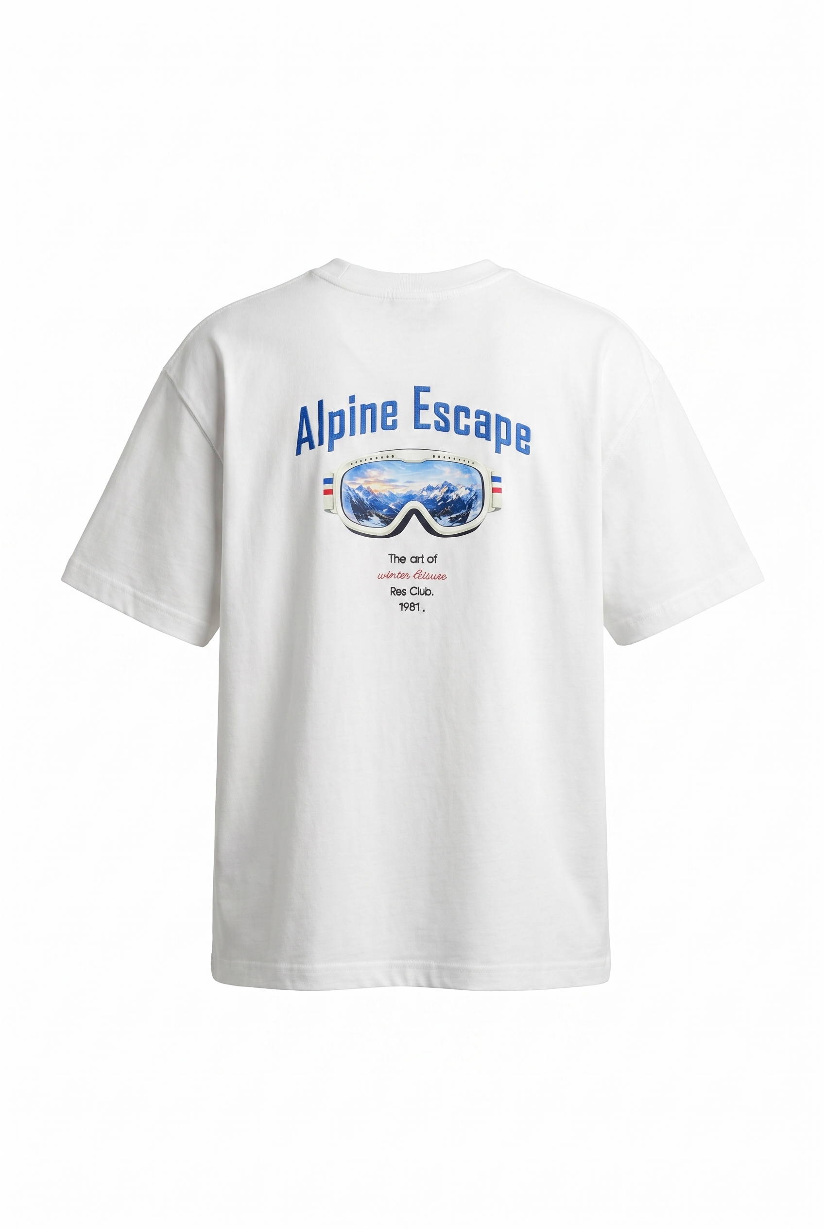 Erkek Alpine Nakışlı Oversize T-Shirt Ekru