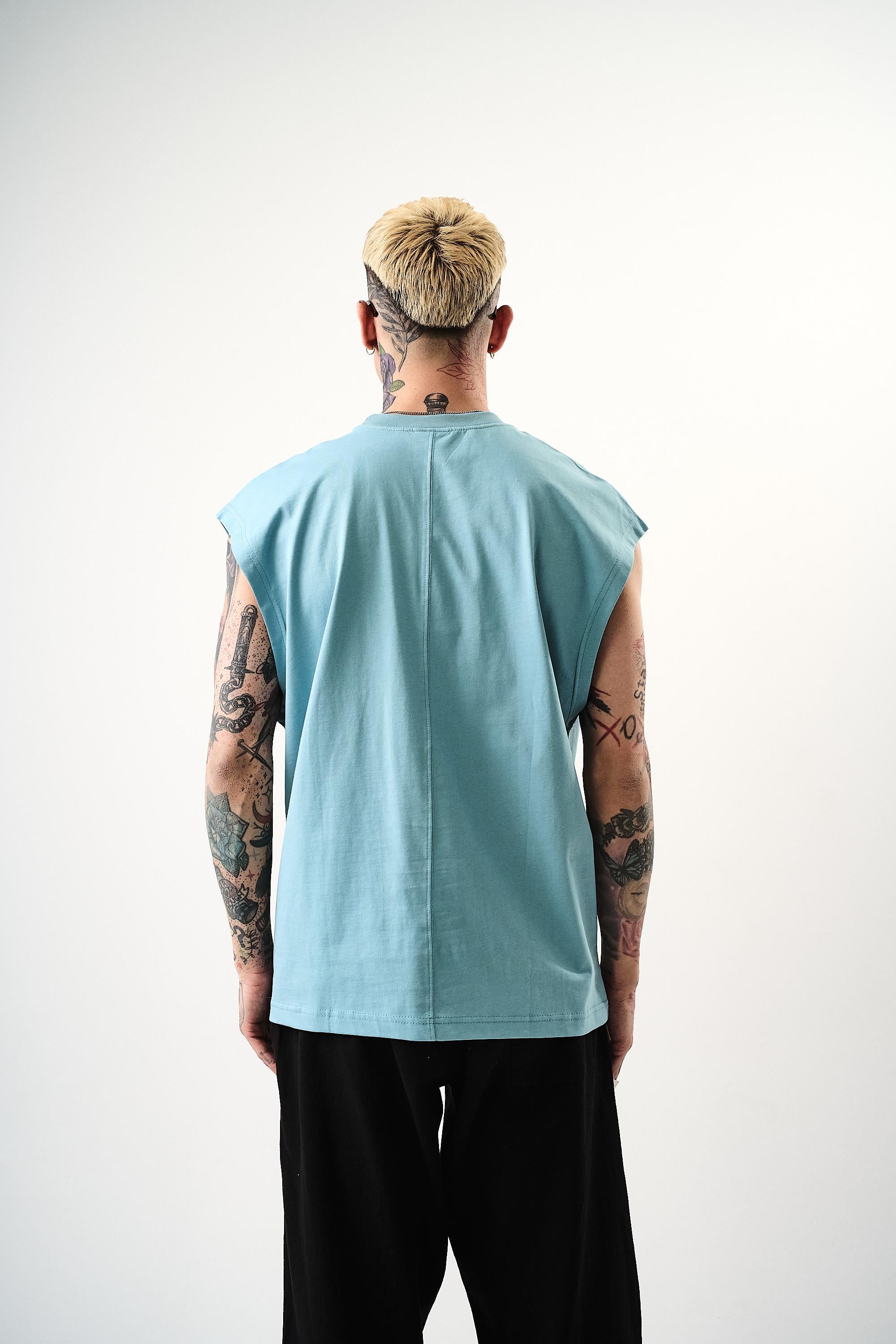 Erkek Basic Tank Top Atlet Bebe Mavi