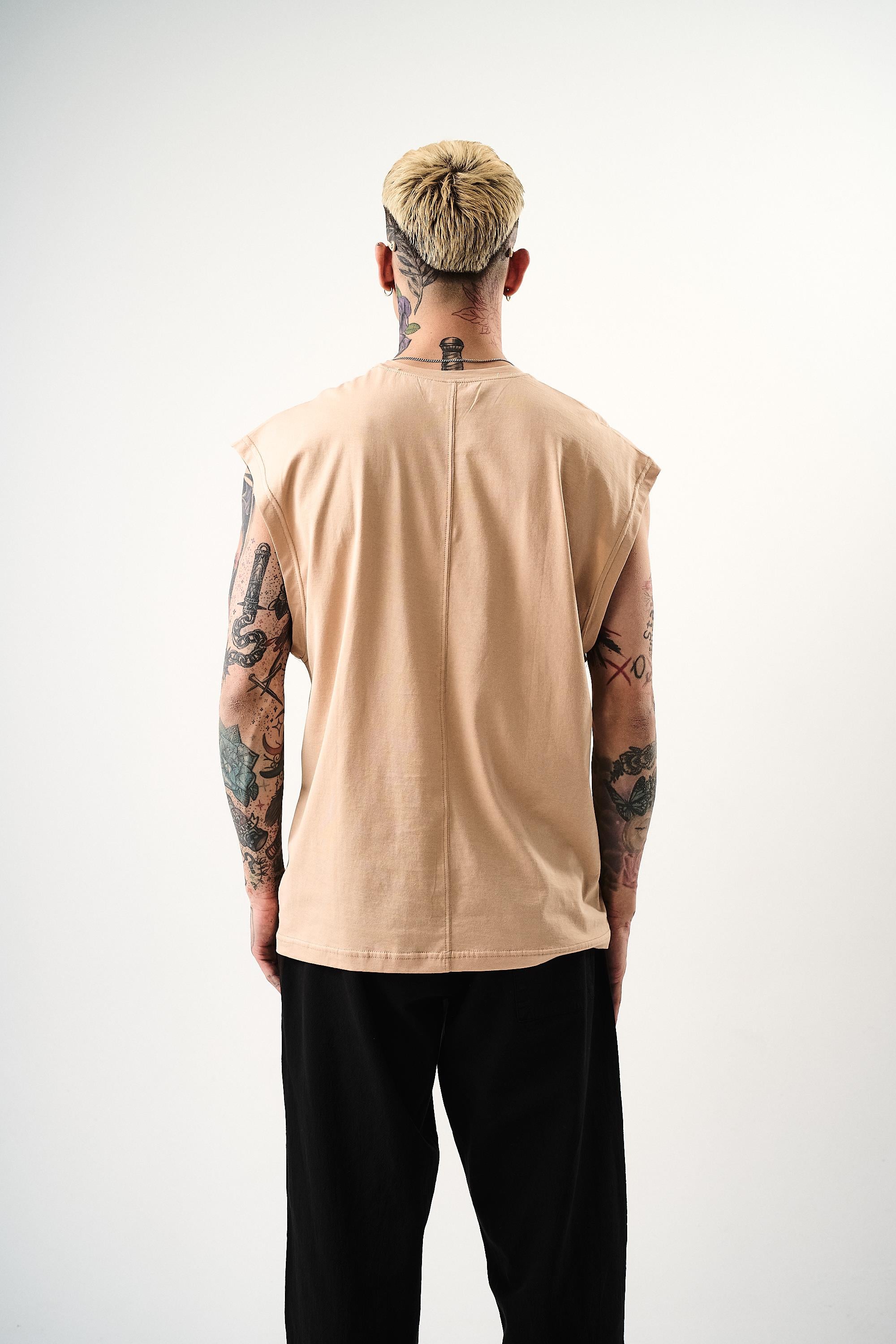 Erkek Basic Tank Top Atlet Bej