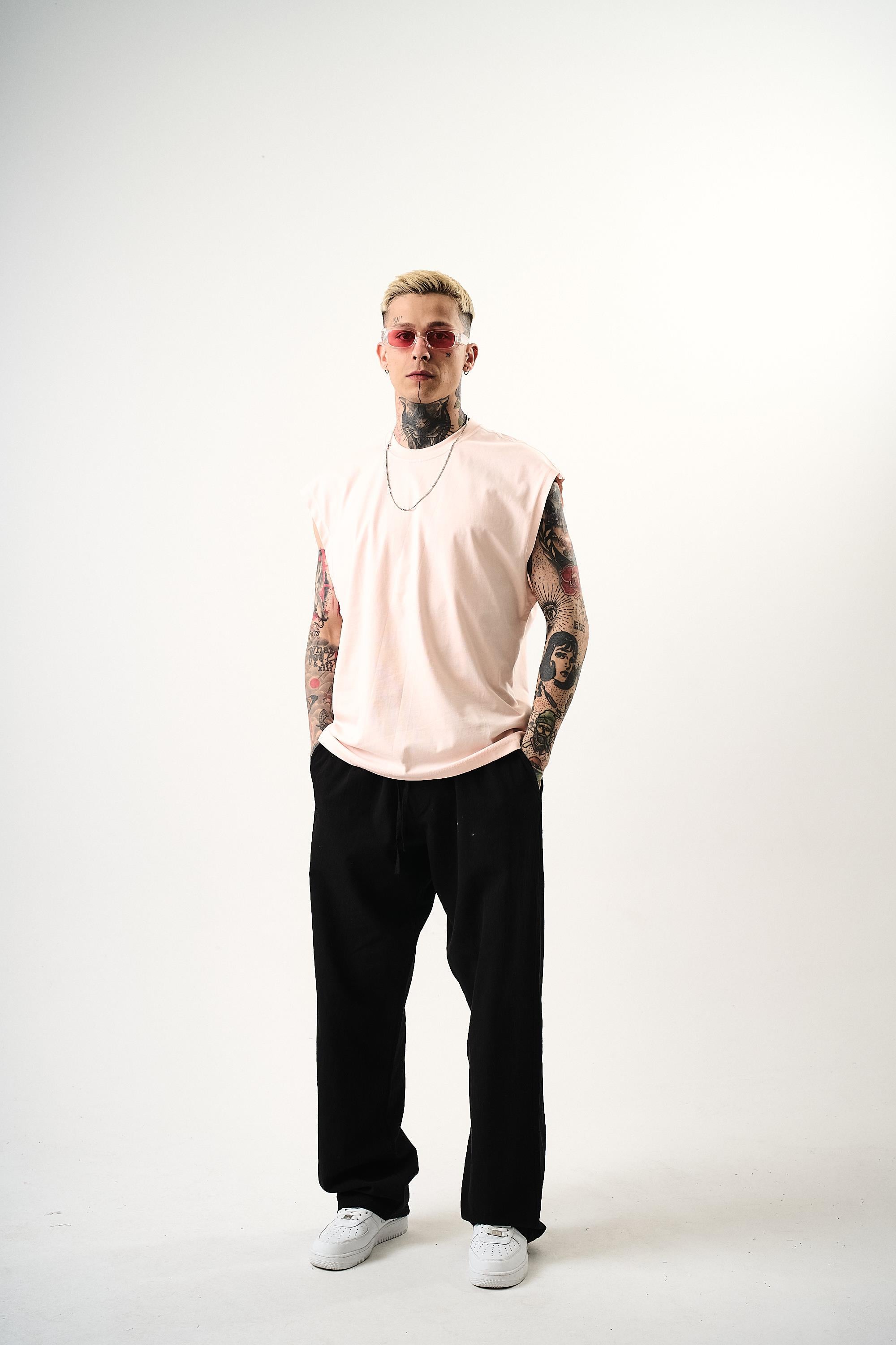 Erkek Basic Tank Top Atlet Pembe