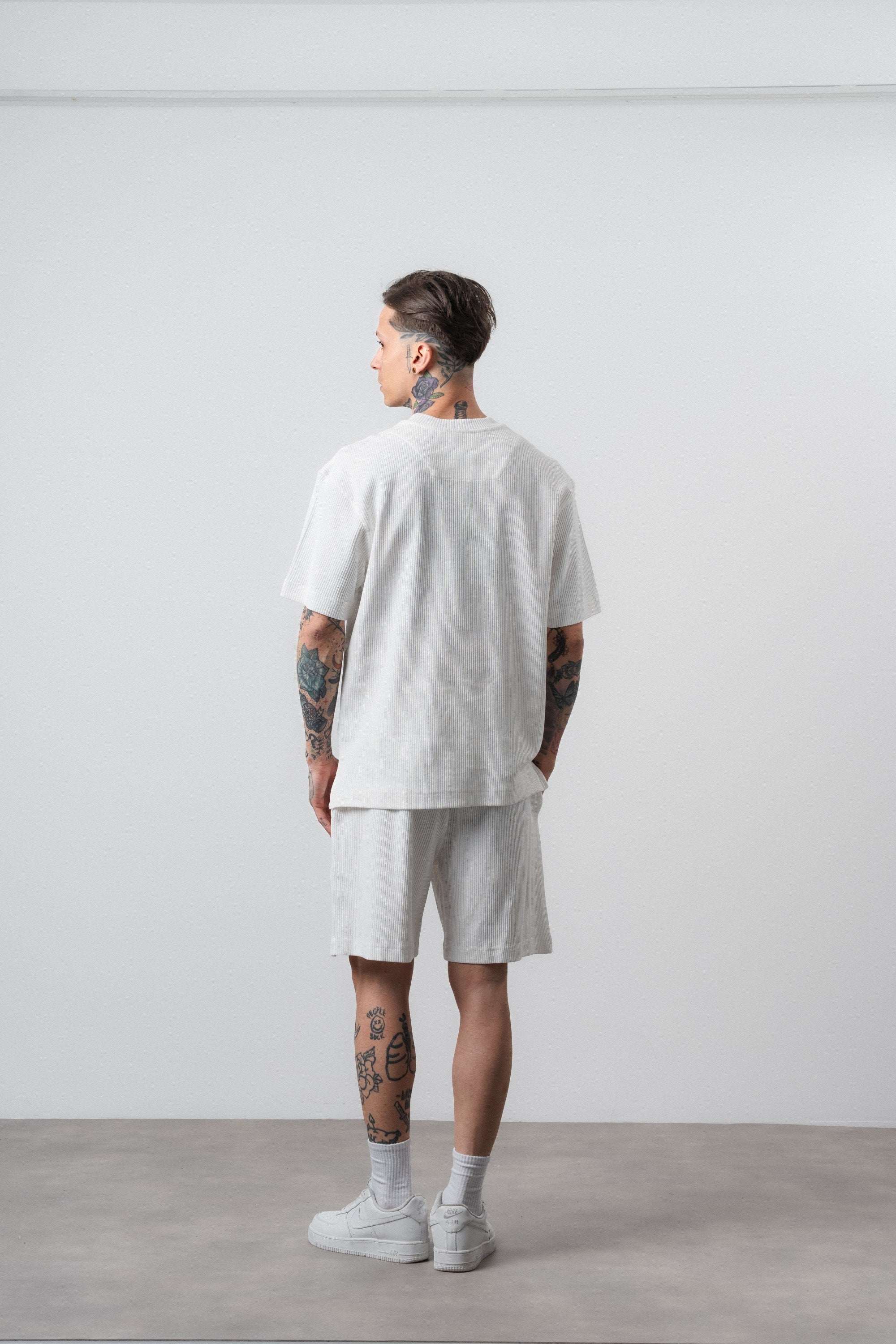Erkek Countryman Nakışlı Regular Fit T-Shirt Şort Takım Ekru