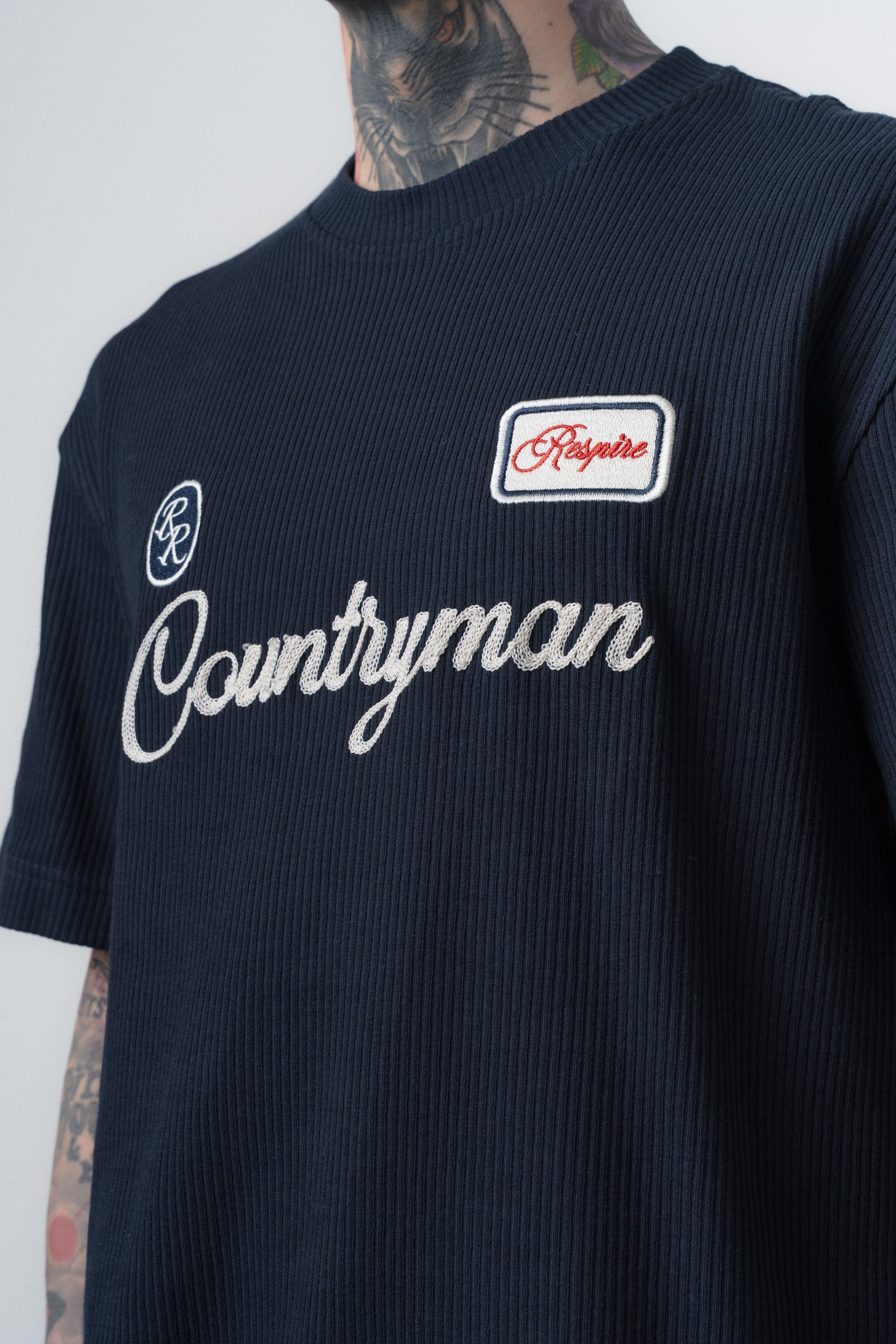Erkek Countryman Nakışlı Regular Fit T-Shirt Şort Takım Lacivert