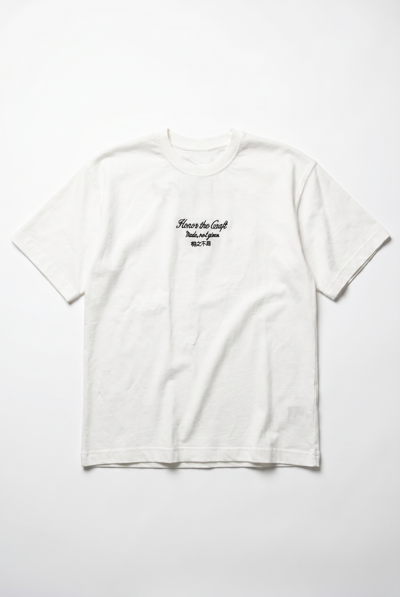 Erkek Craft Nakış Detaylı Oversize T-Shirt Ekru