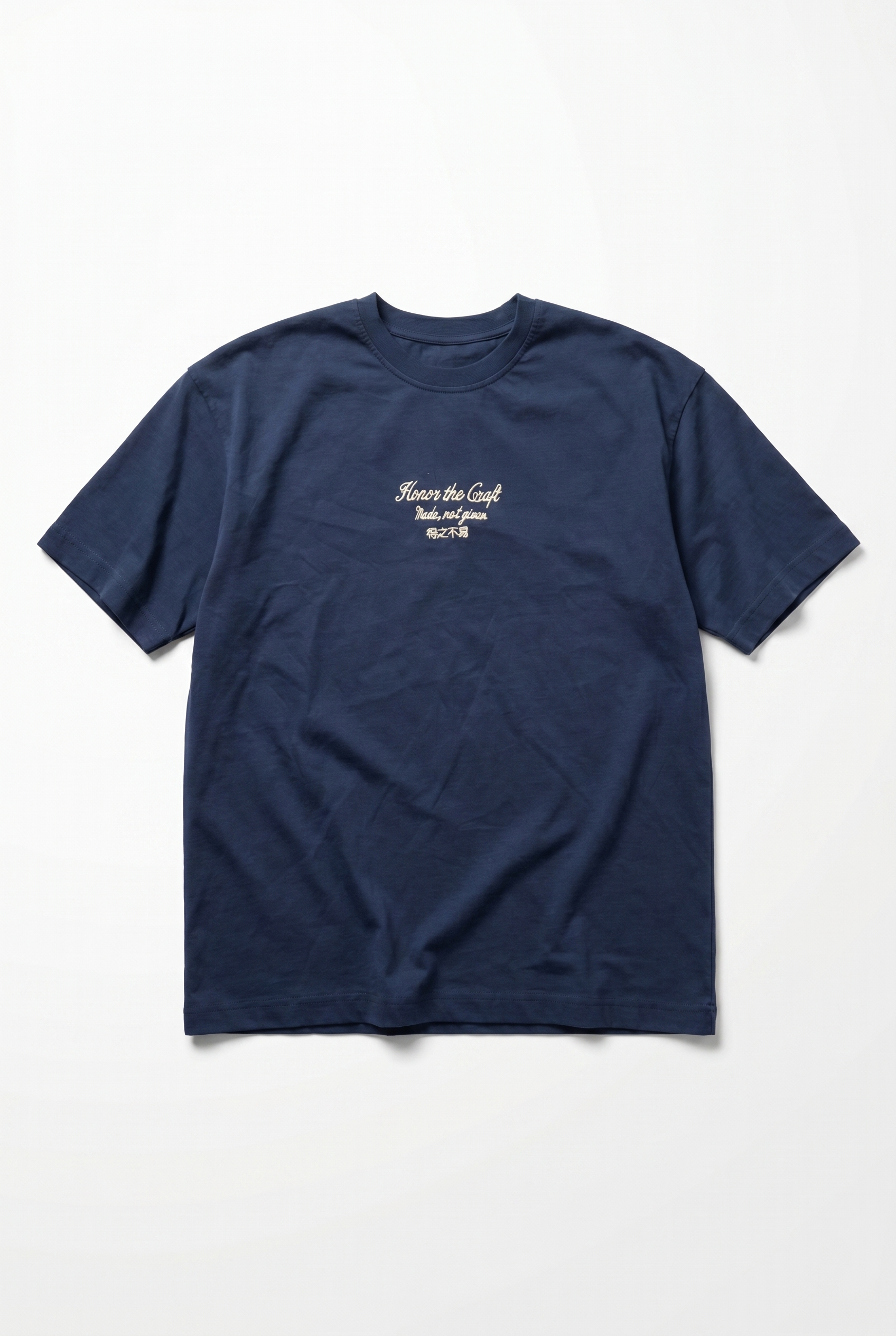 Erkek Craft Nakış Detaylı Oversize T-Shirt Lacivert