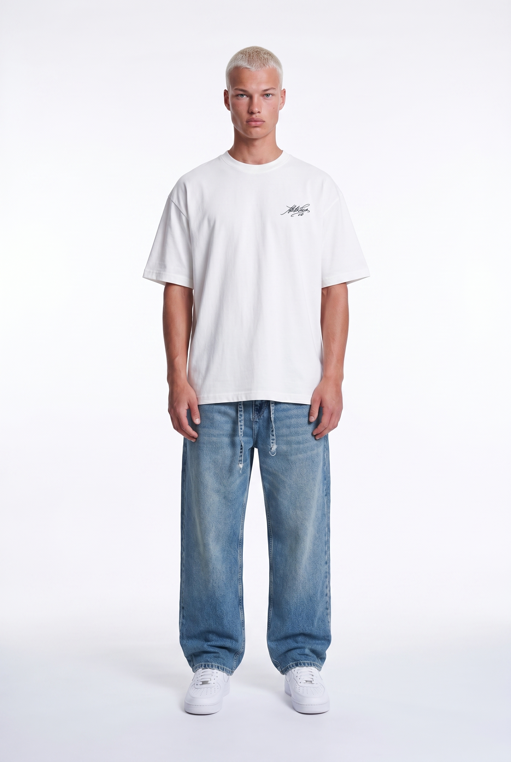 Erkek Del Piero Baskılı Oversize T-Shirt Ekru