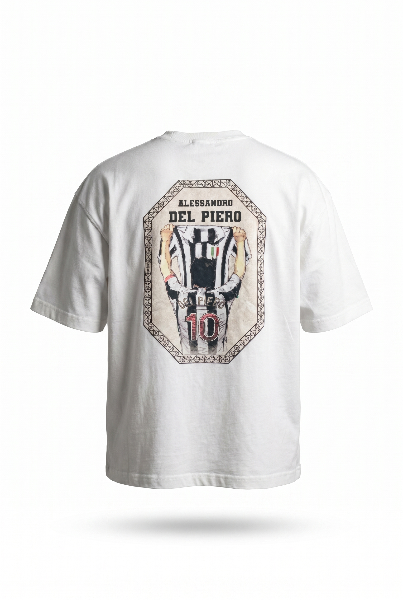 Erkek Del Piero Baskılı Oversize T-Shirt Ekru